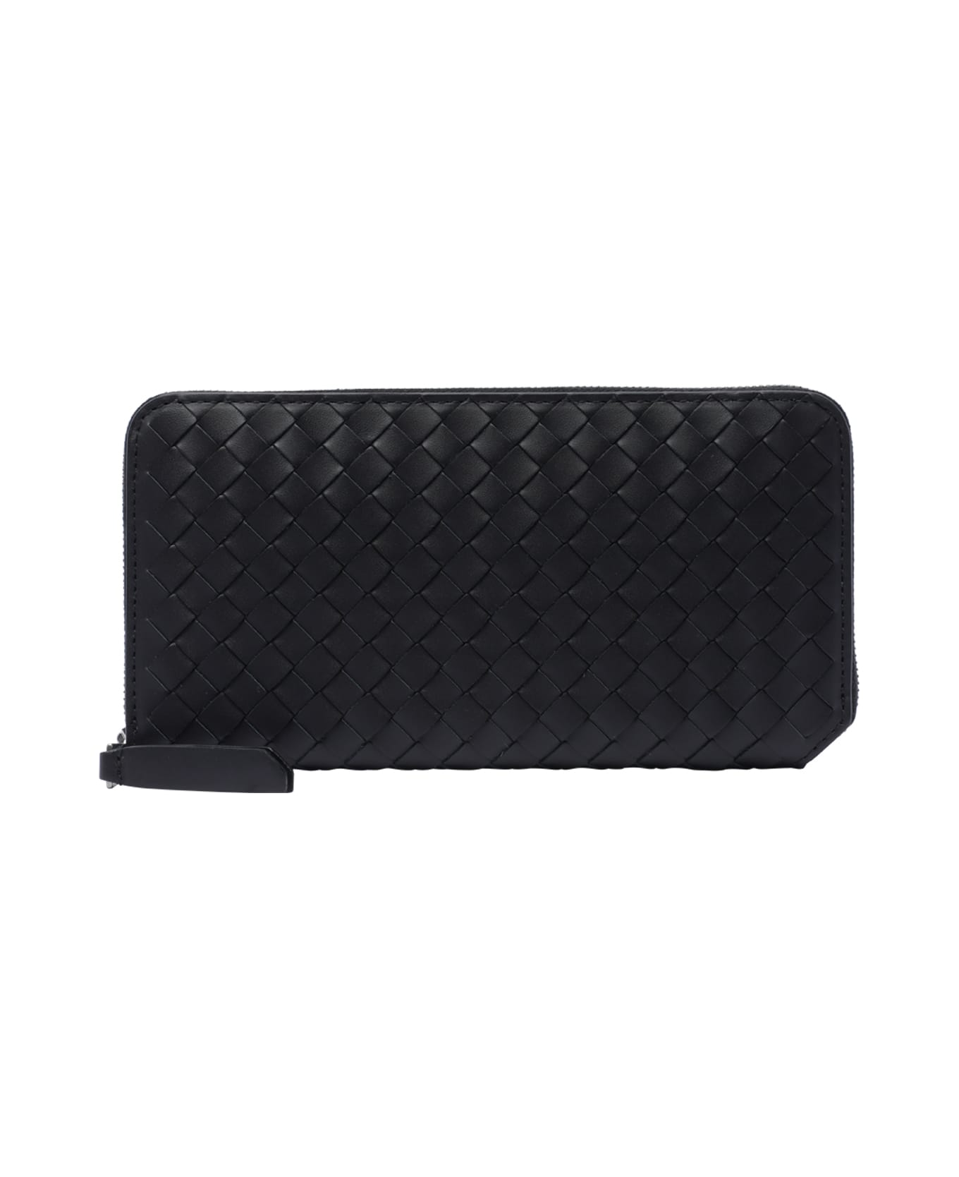 Bottega Veneta Intrecciato Small Wallet With Zip - Black