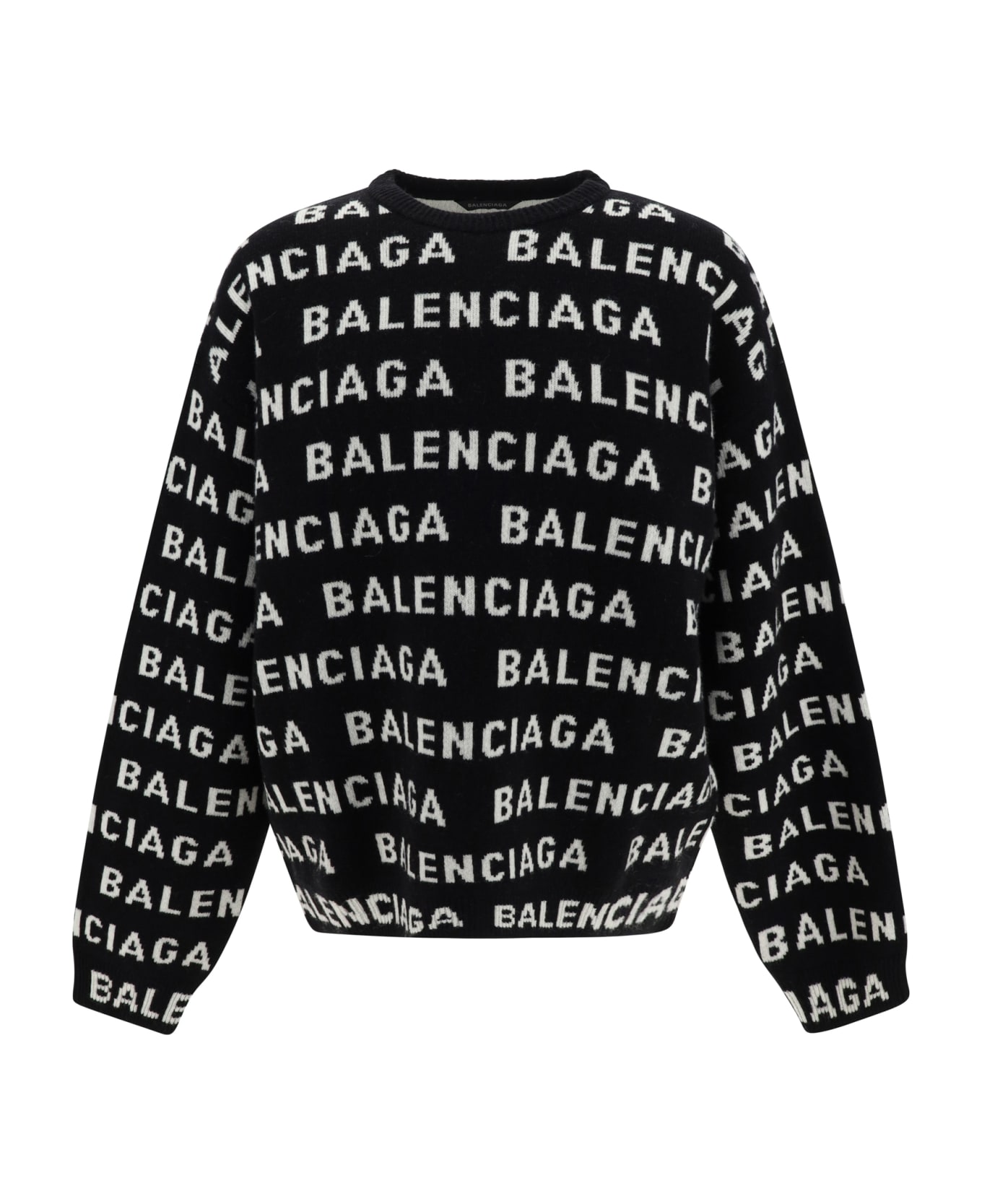 Balenciaga Allover Logo Sweater - Black ニットウェア