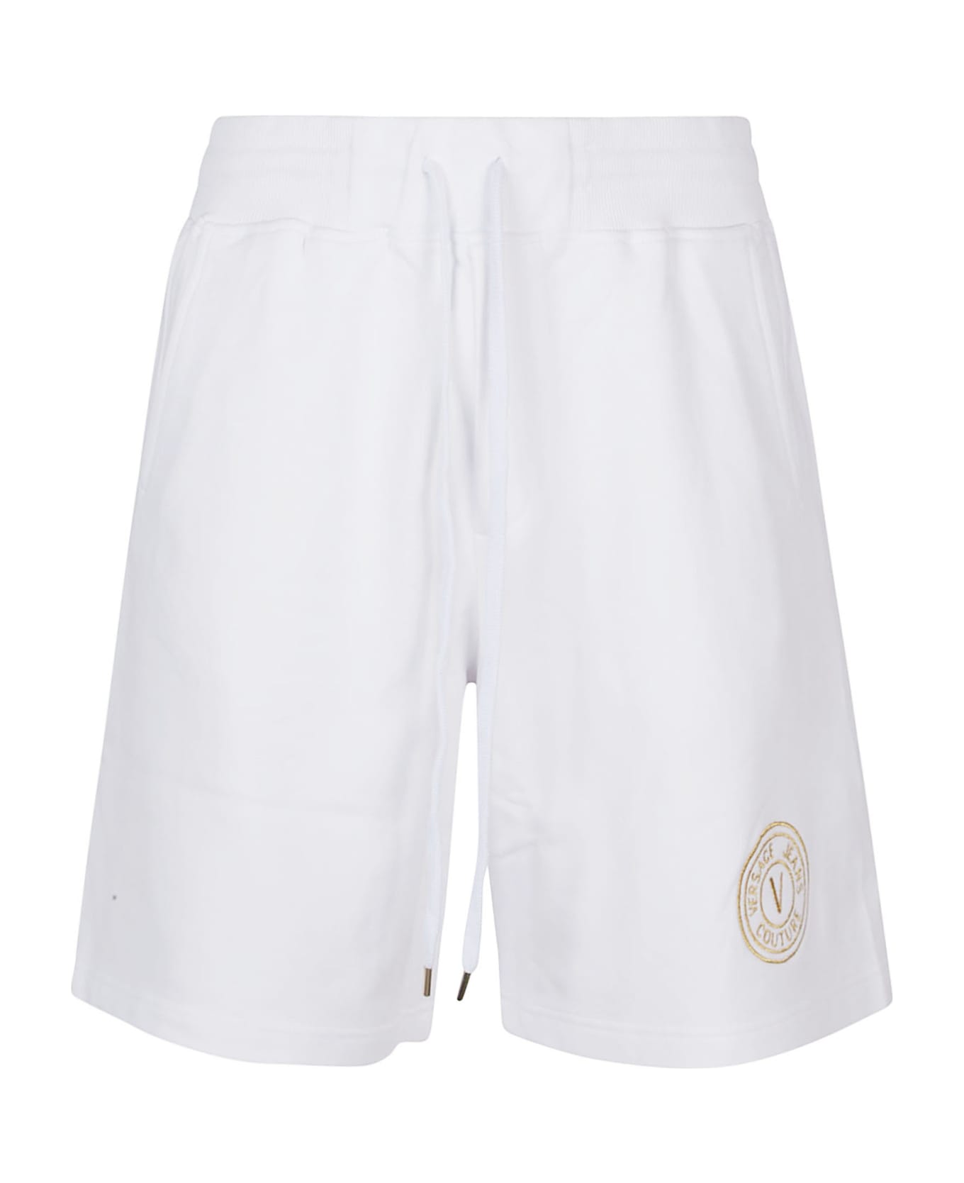 Versace Jeans Couture Logo-embroidered Short - White/gold ショートパンツ
