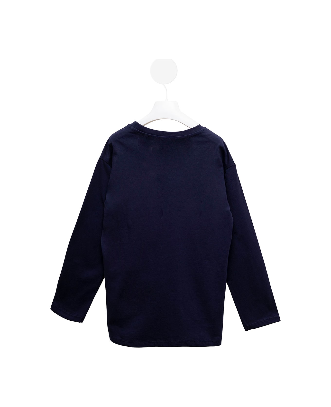Kenzo Kids Long-sleeved Blue Cotton Sweater With Tiger Logo Print Kenzo Kids Boy - Blu