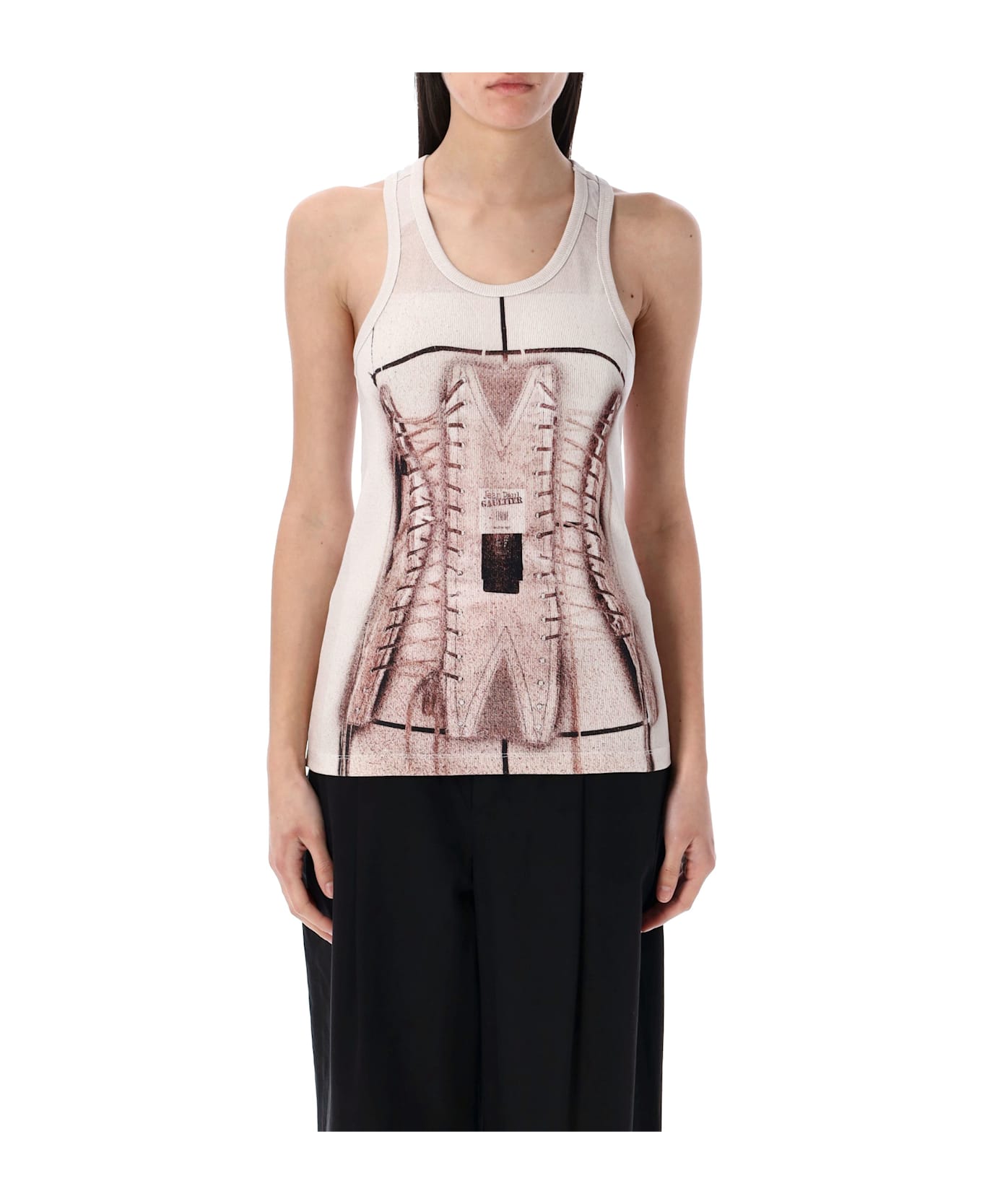 Jean Paul Gaultier Trompe L
oil Corset Tank Top - DUSTY PINK
