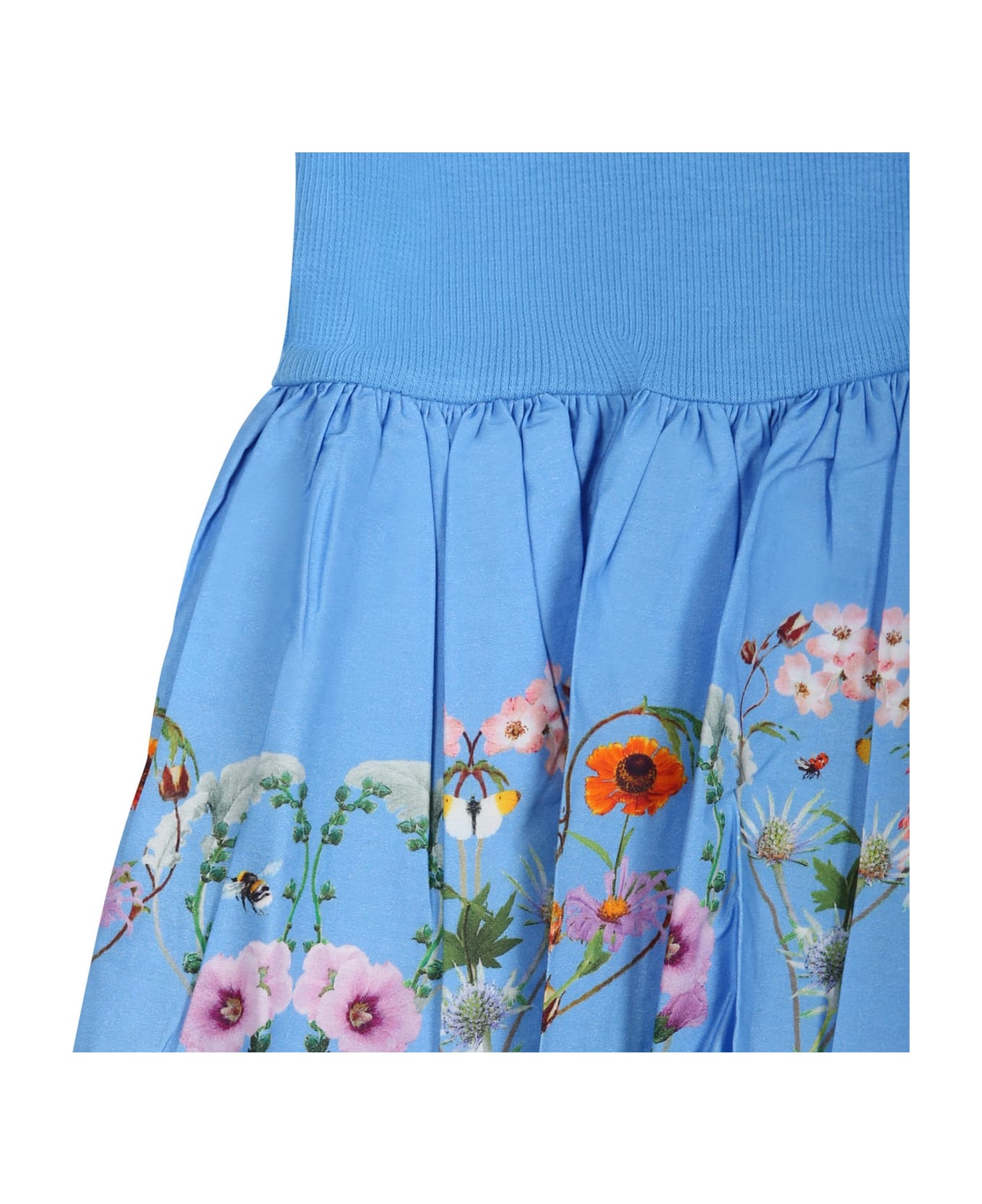 Molo Light Blue Casual Carin Dress For Baby Girl With A Floral Pattern - Light Blue