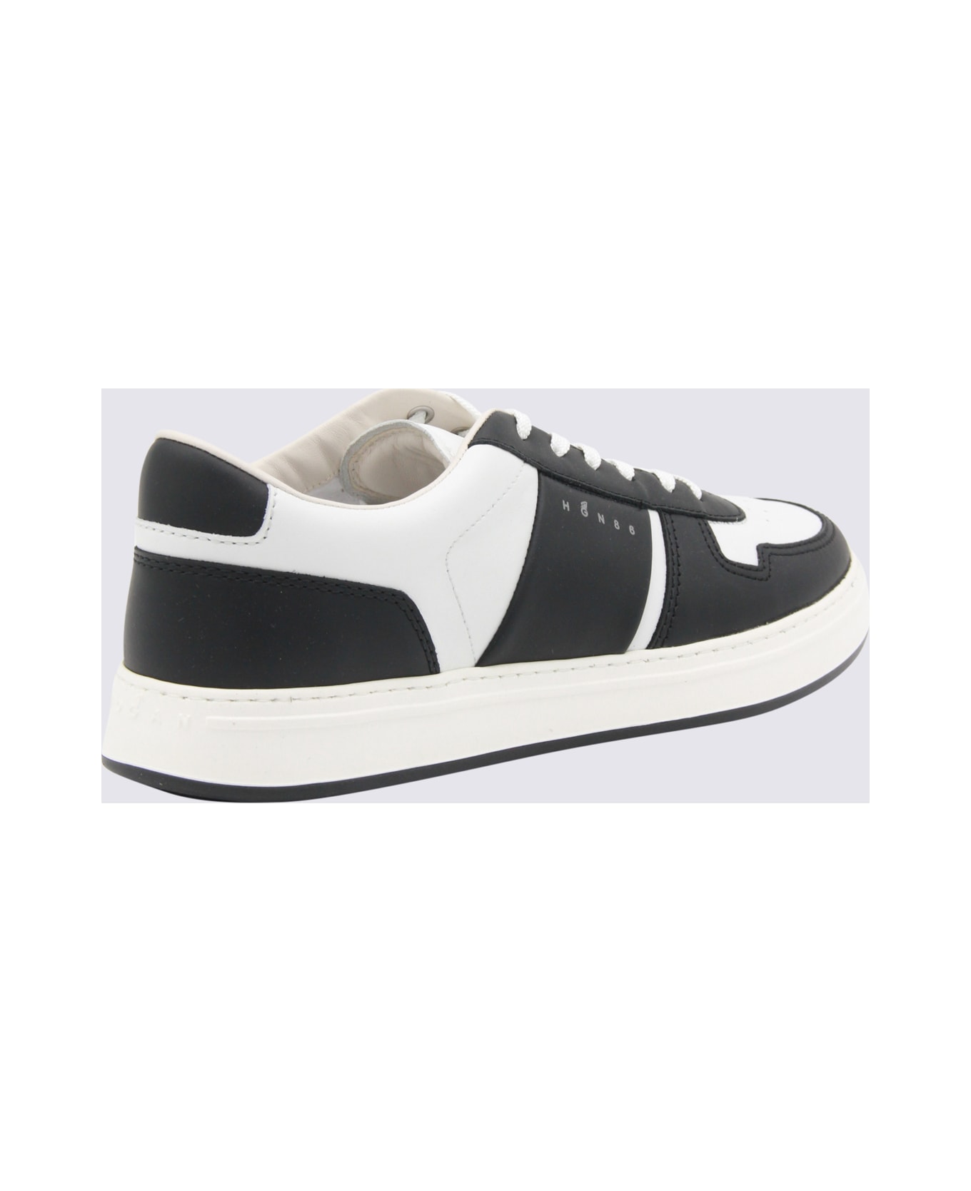 Hogan Black And White Leather Sneakers - Black