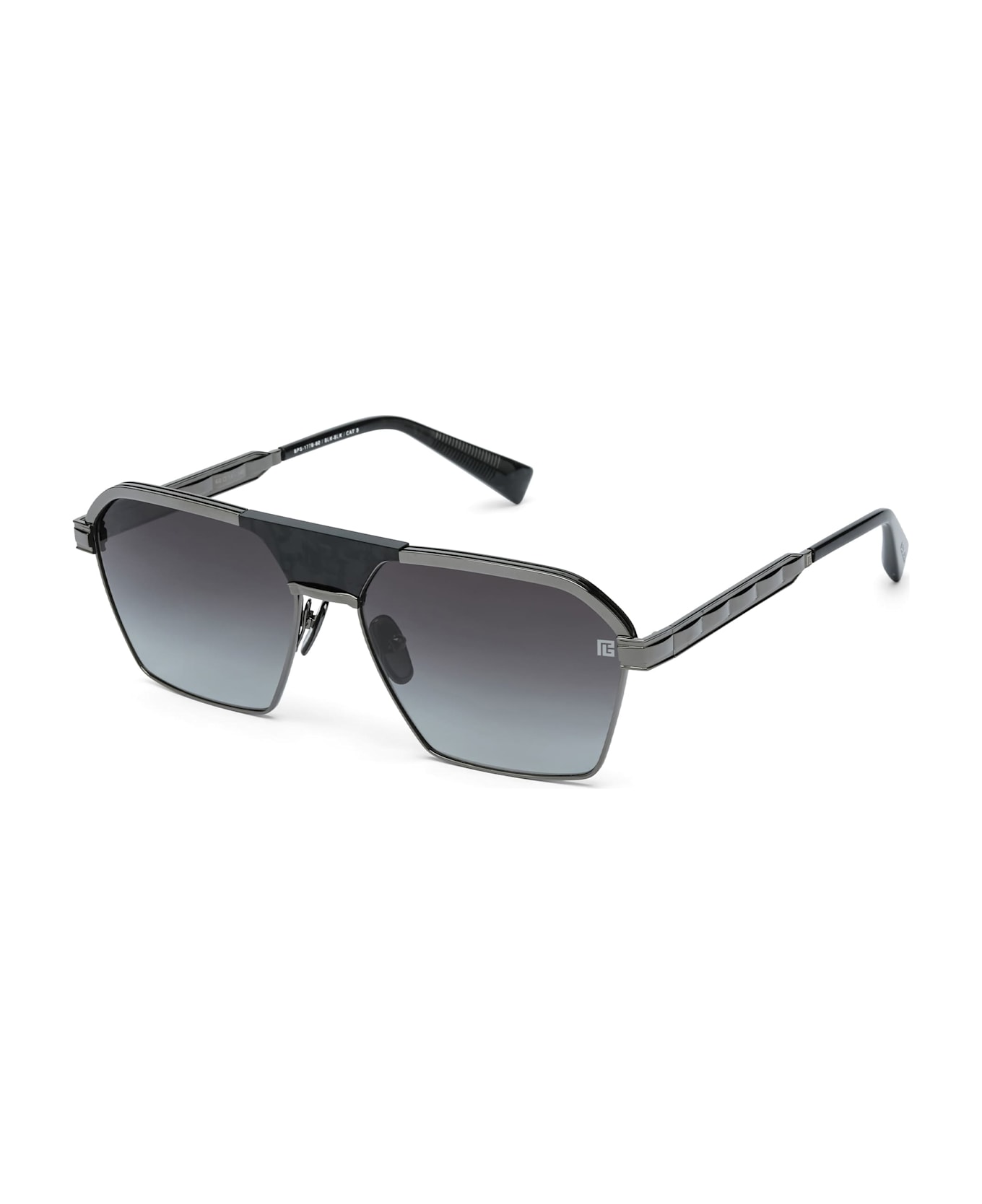 Balmain Sergeant - Black Rhodium / Leather Black Sunglasses - black/silver