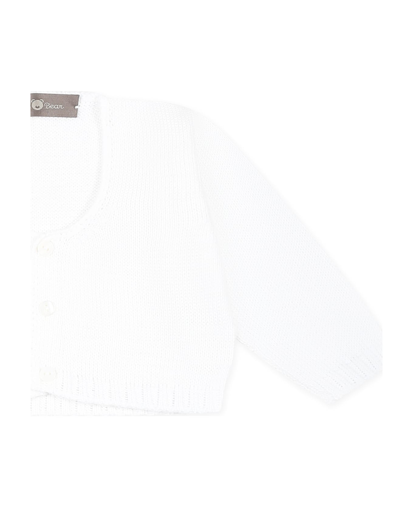 Little Bear White Cardigan For Babykids - White