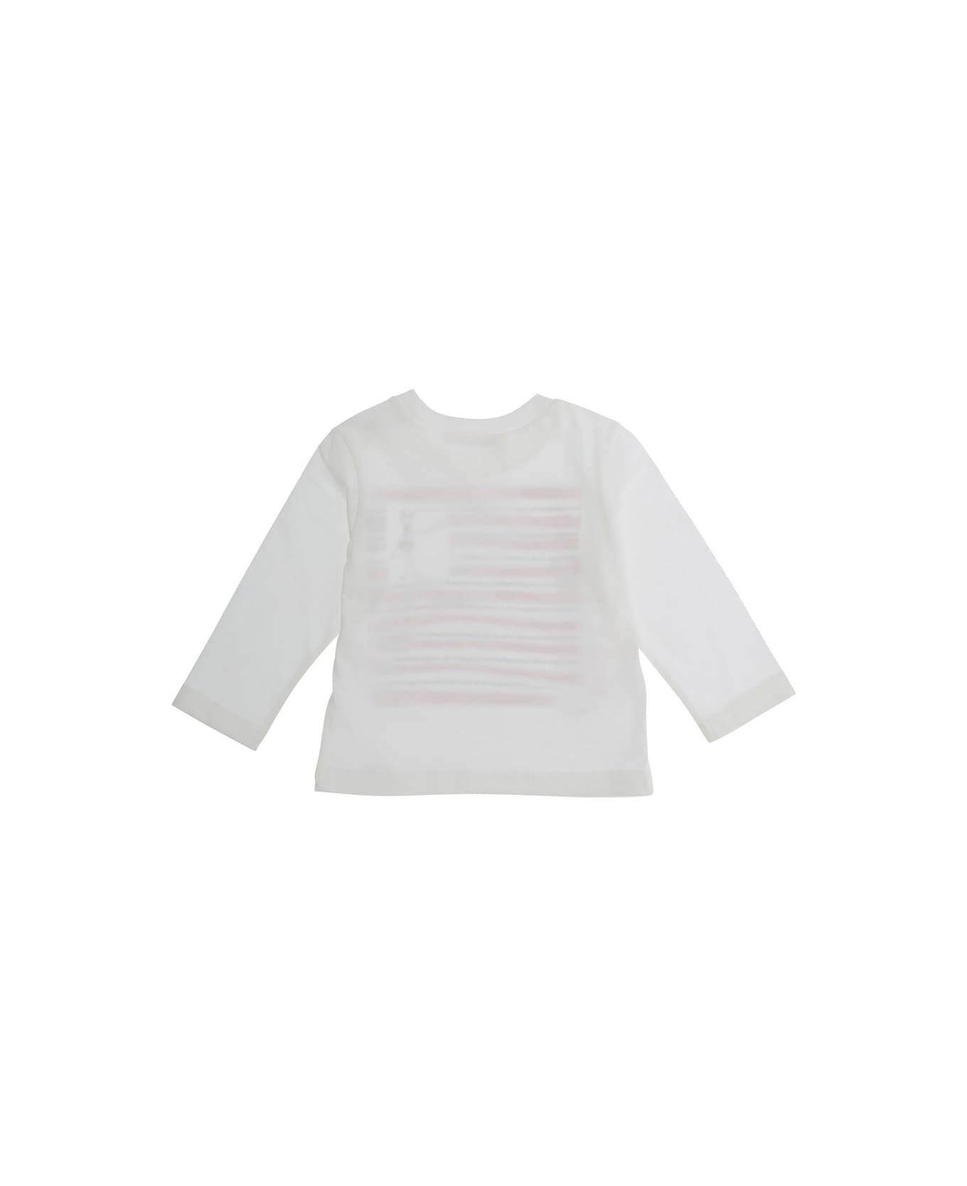 Marni White Long Sleeve T-shirt With Front Print In Cotton Girl - White