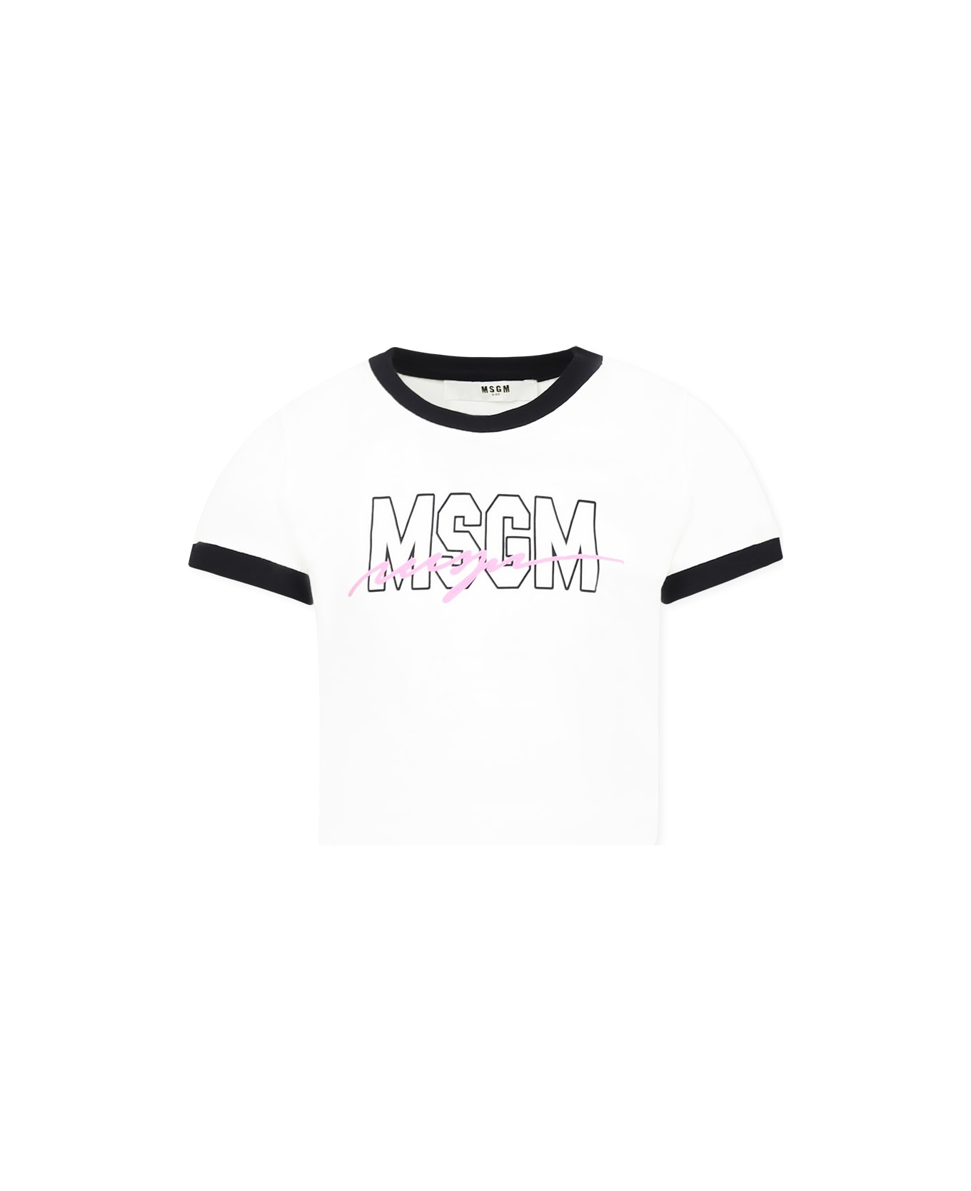 MSGM White T-shirt For Girl With Logo - White
