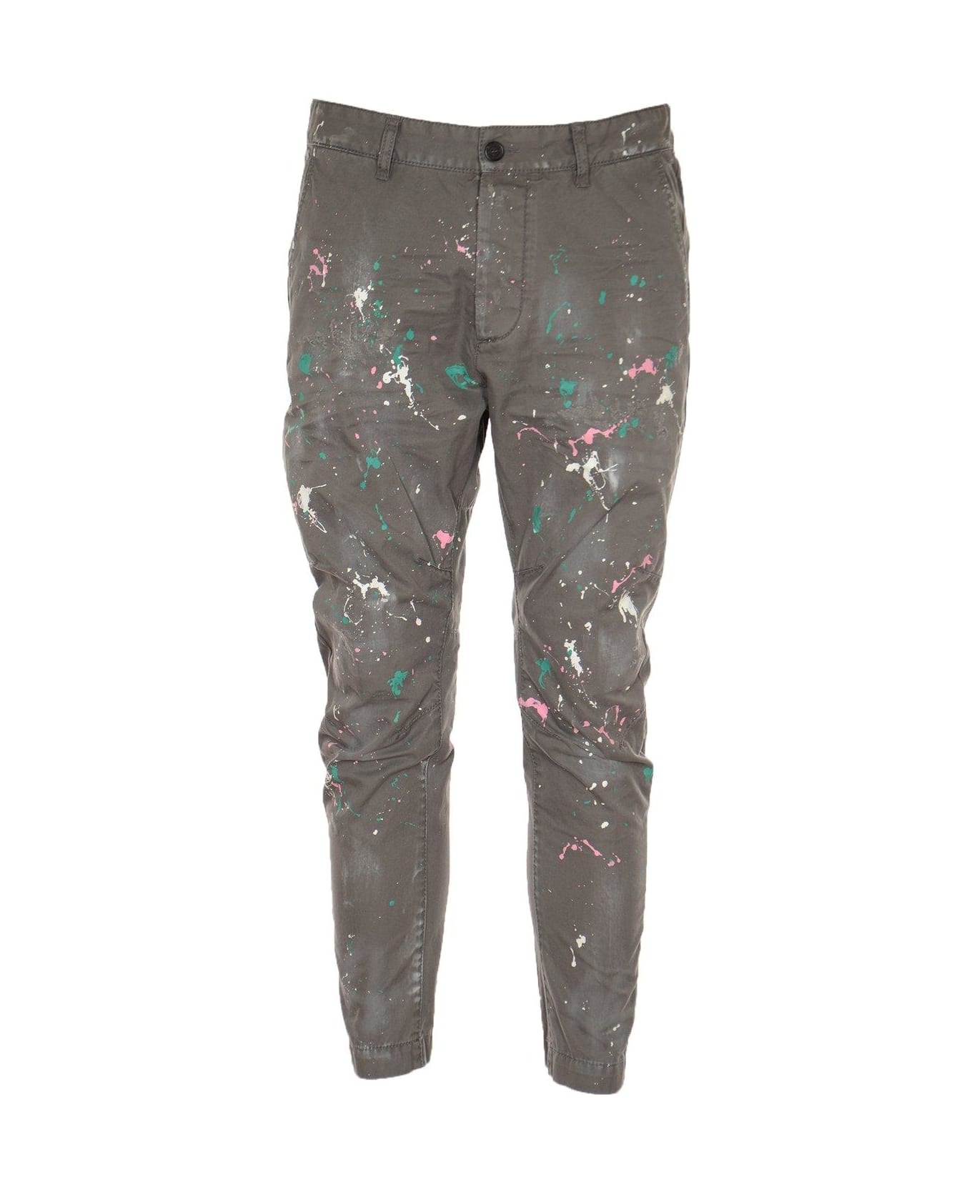 Dsquared2 Paint-splatter Straight-leg Distressed Trousers - Grey ボトムス