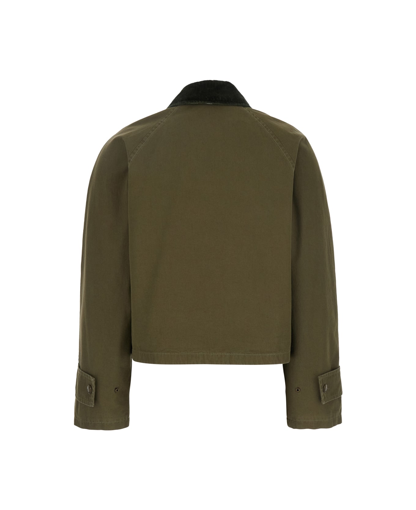 Burberry Green Cropped Jacket With Corduroy Collar In Cotton Woman - Green