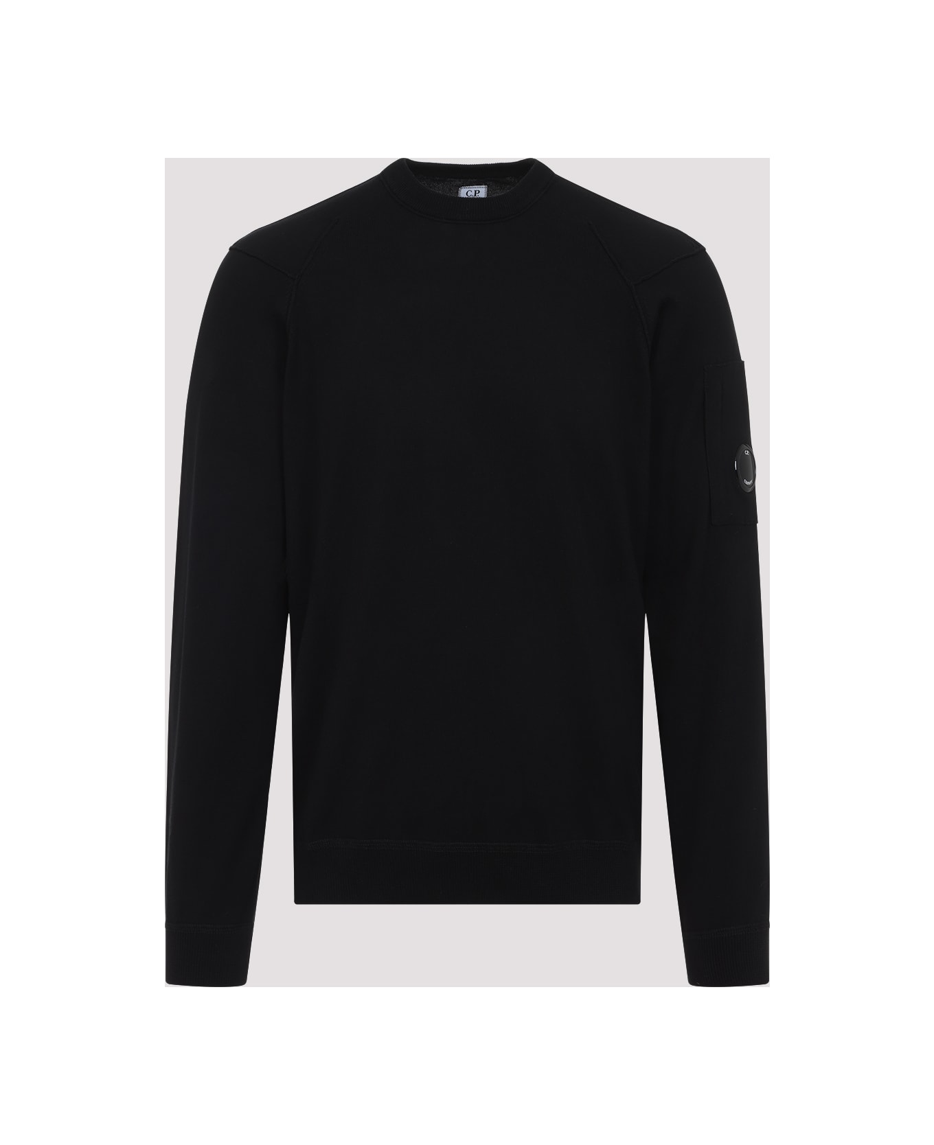 C.P. Company Sea Island Crew Neck Lens Knit Pullover - Black