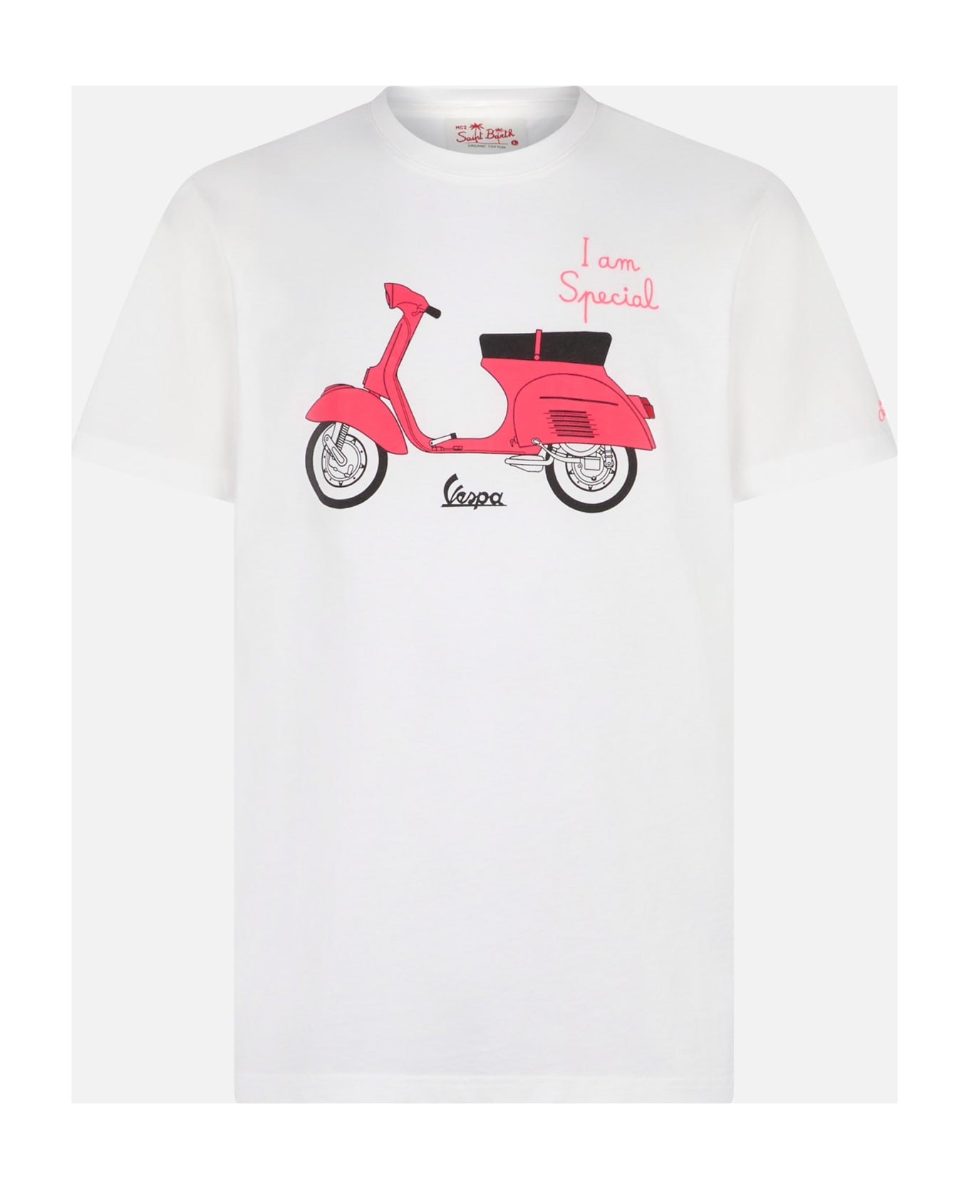 MC2 Saint Barth Man Cotton T-shirt With Vespa Print | Vespa® Special Edition - WHITE
