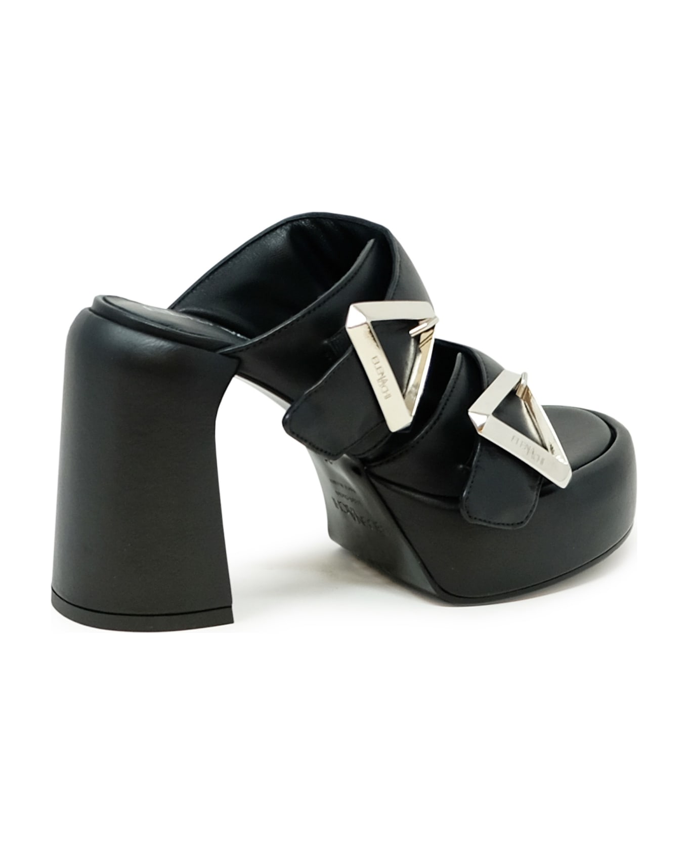Elena Iachi Black Leather Sandals - BLACK サンダル