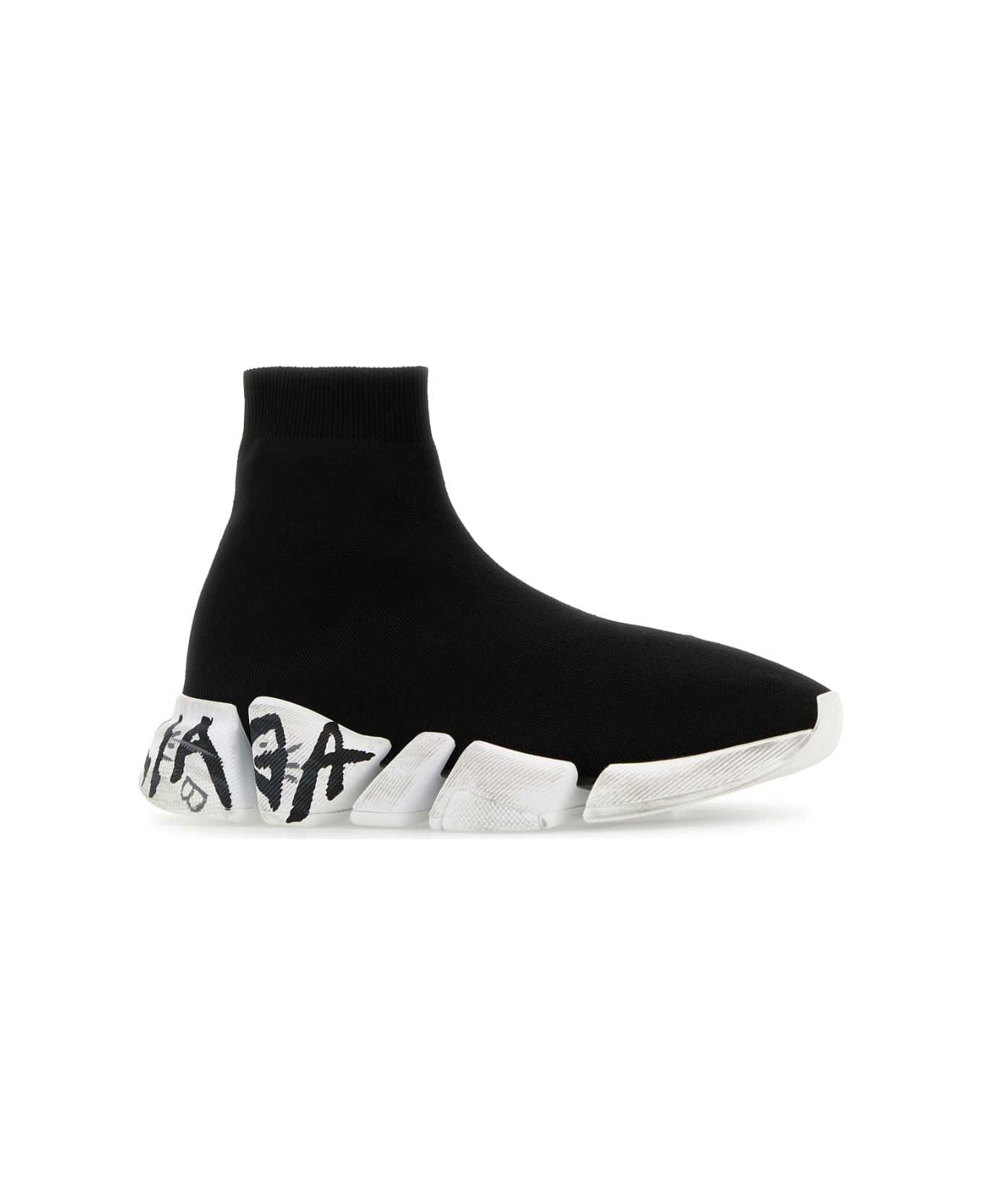 Balenciaga Black Stretch Fabric Speed 2.0 Sneakers - BLACKWHITEGRFBLAC