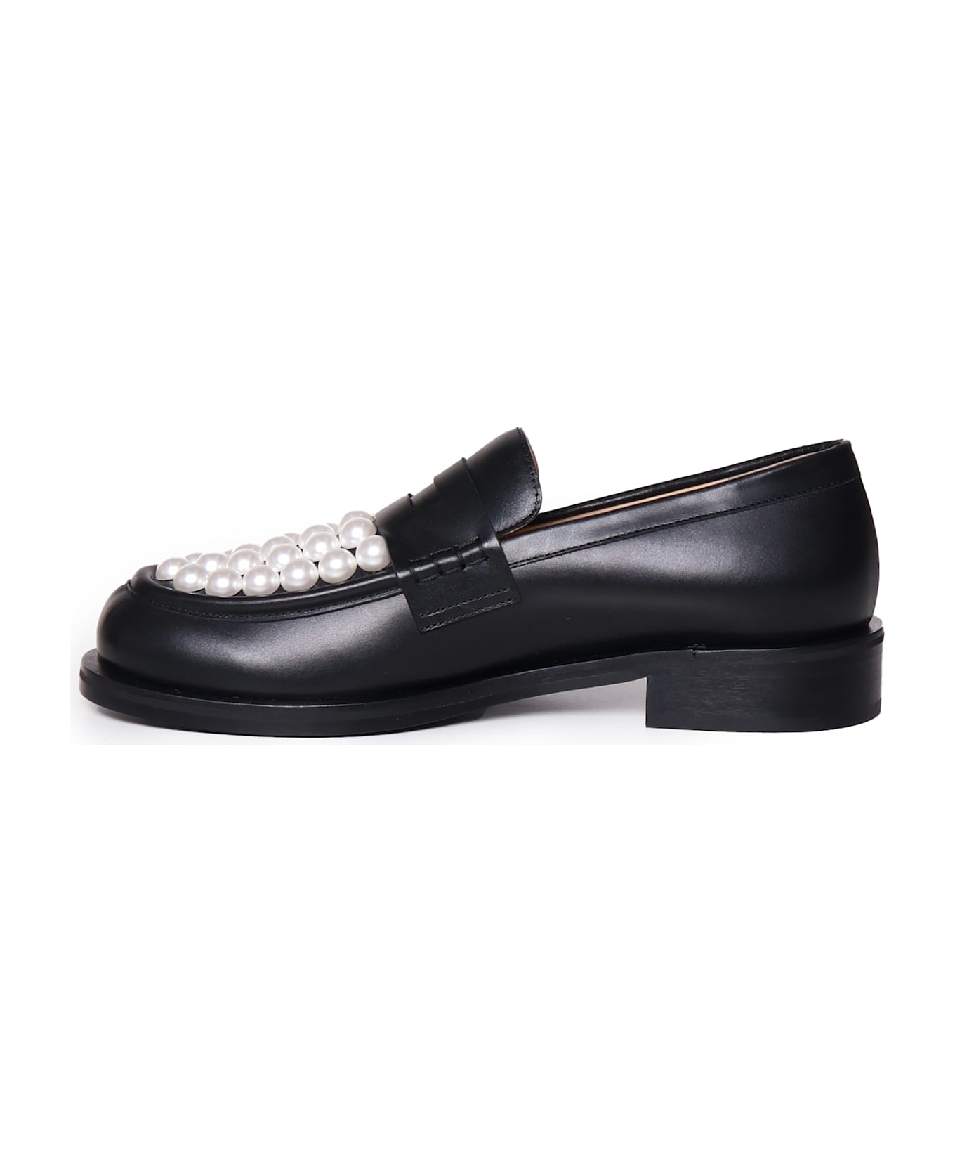 Mach & Mach Calfskin Loafers With Pearls - Black