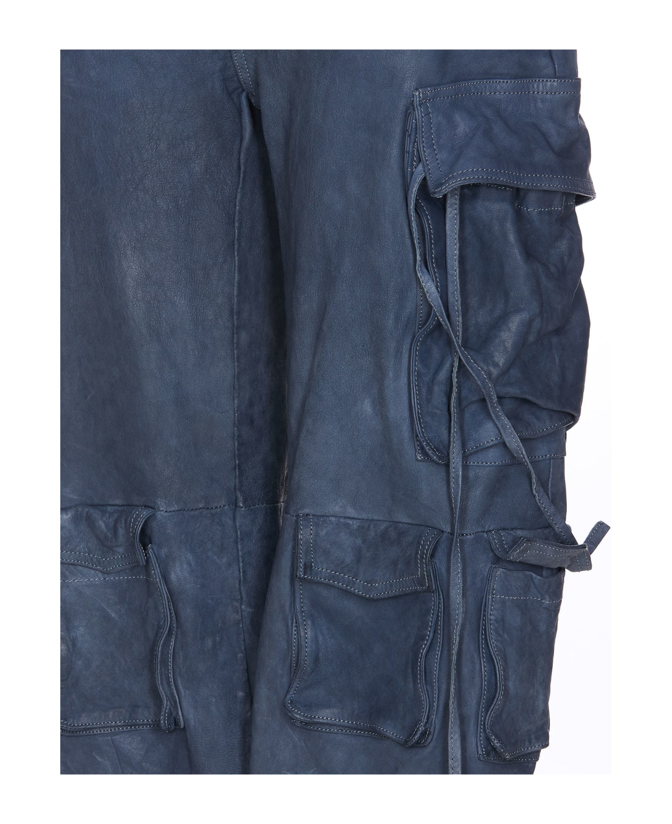 Salvatore Santoro Leather Cargo Pants - Blue