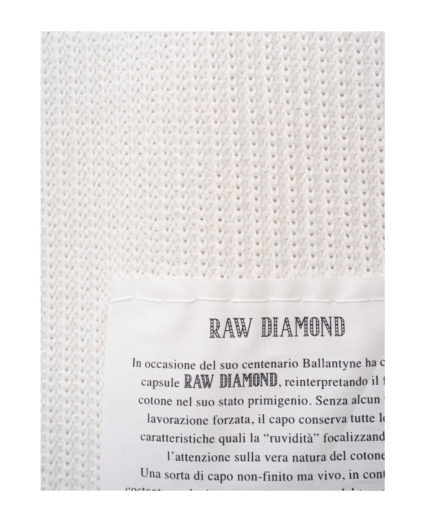 Ballantyne Raw Diamond - Mixed Stitch Cotton Pullover - White
