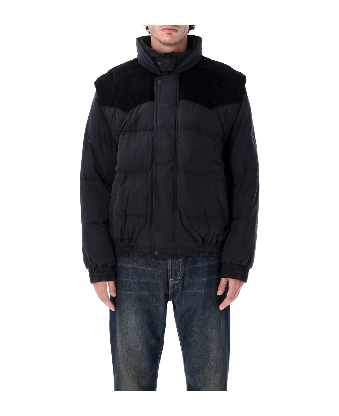 Isabel Marant Marant Dawson Short Puffer Jacket In Cotton And Velvet - BLACK