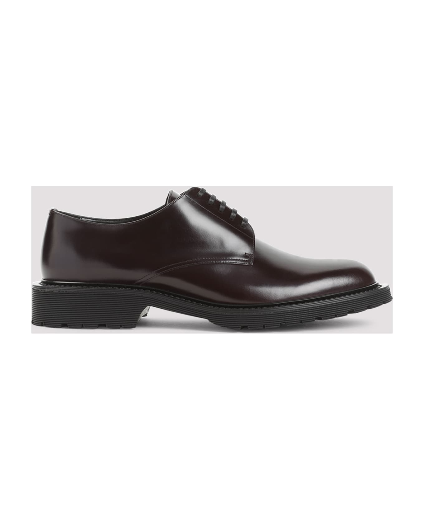 Saint Laurent Almond Toe Lace-up Shoes - Dark Wine