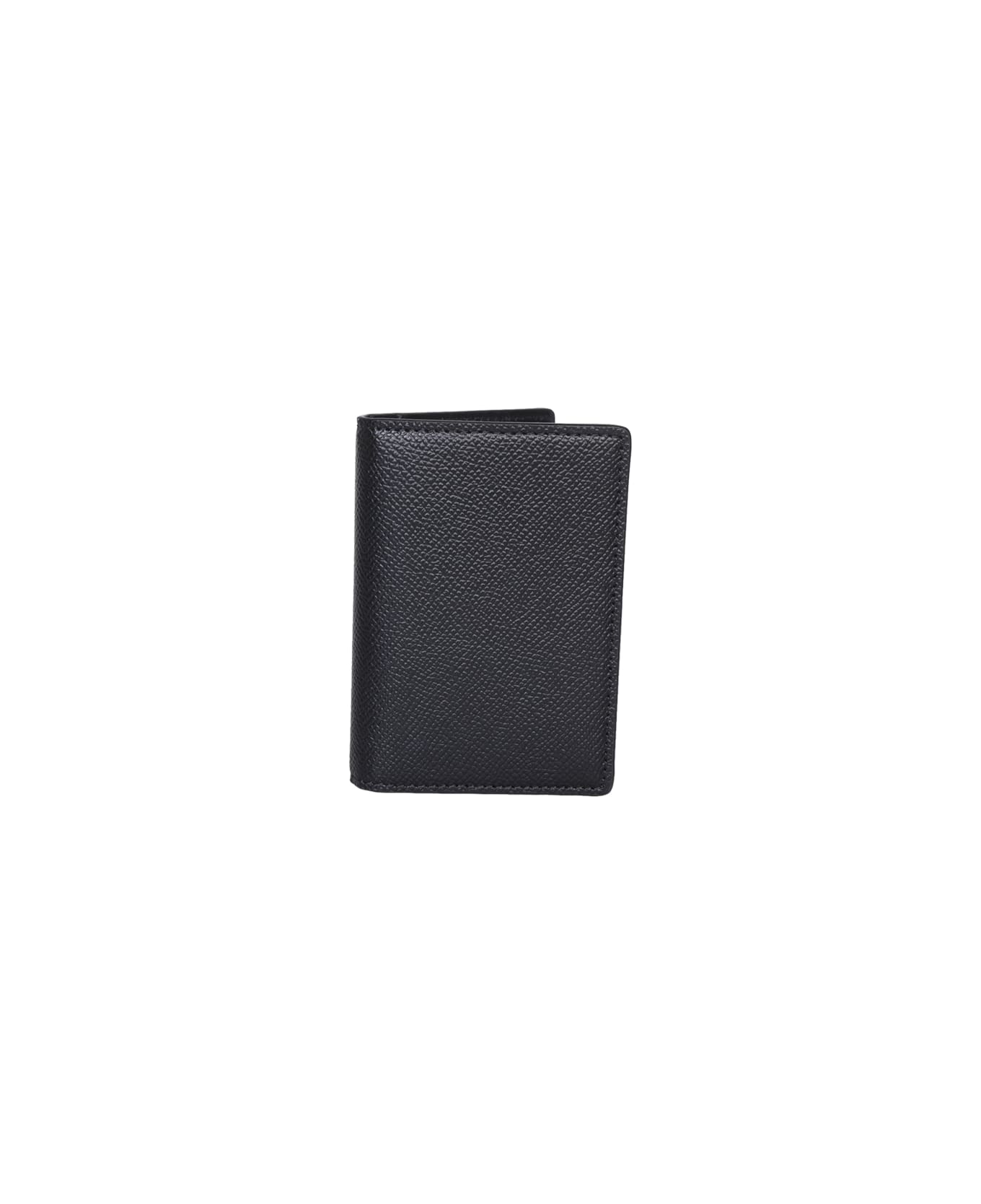 Maison Margiela Card Holder In Textured Leather - Black