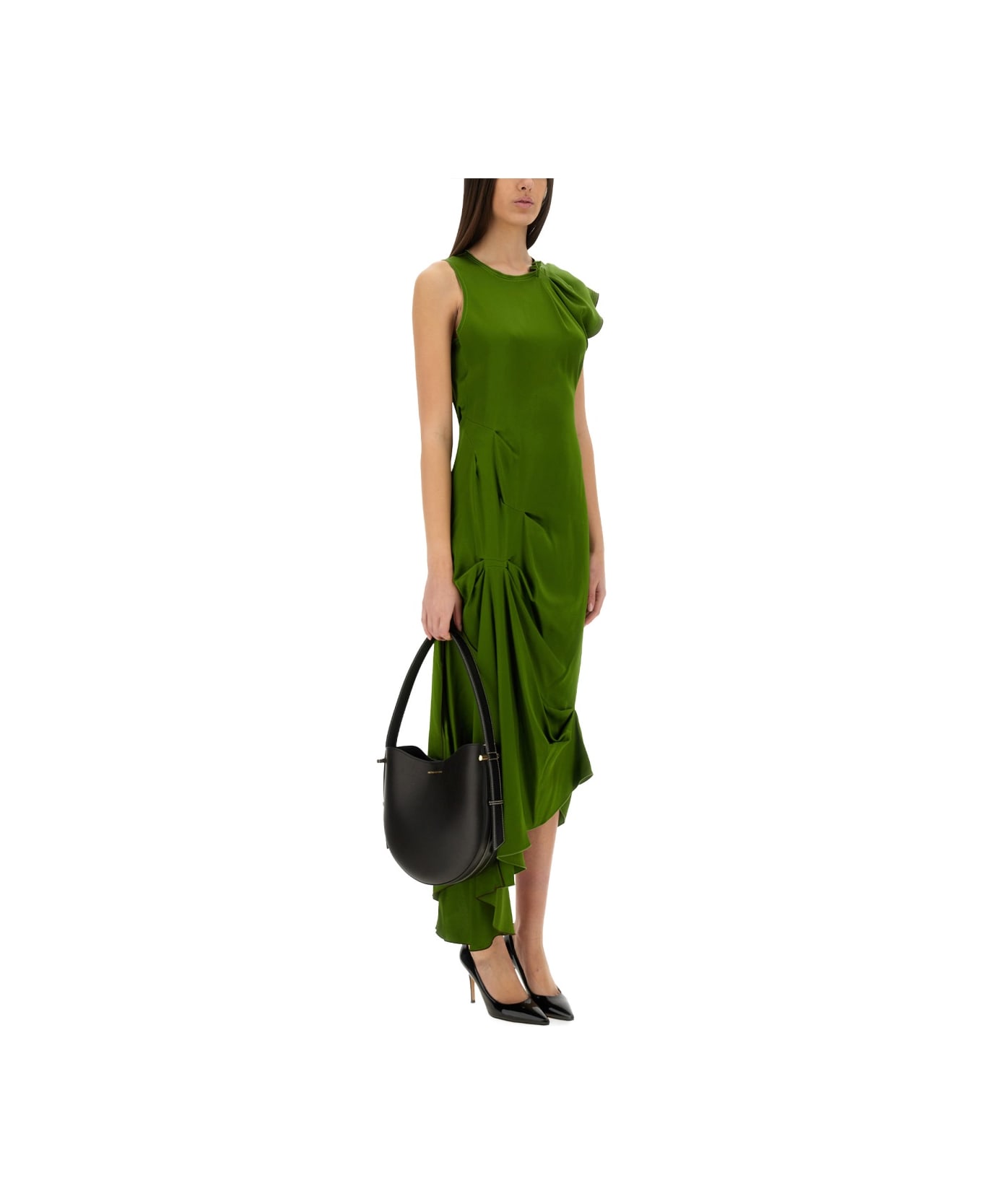 Victoria Beckham Draped Midi Dress - GREEN