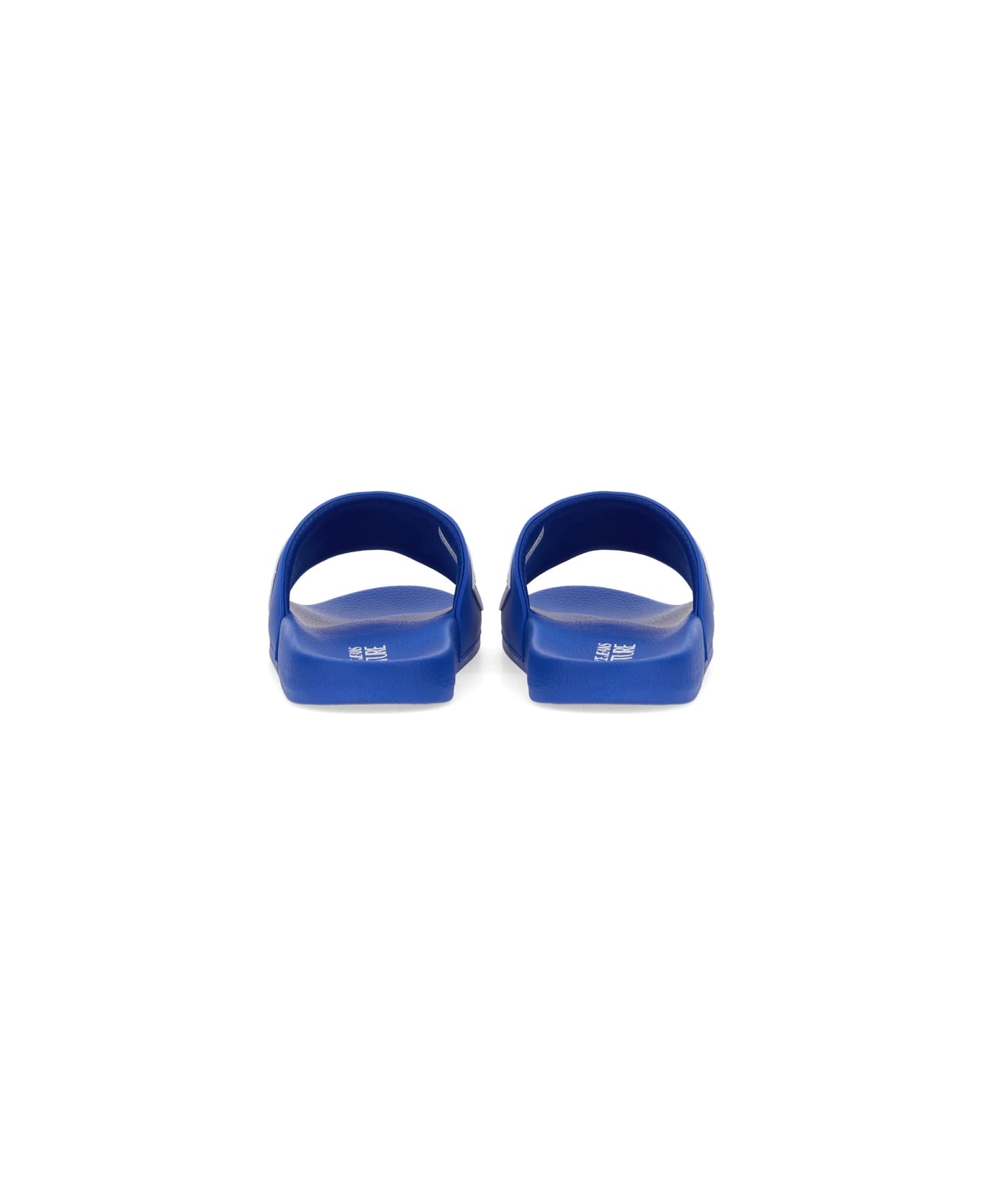 Versace Jeans Couture Slide Sandal With Logo - BLUE