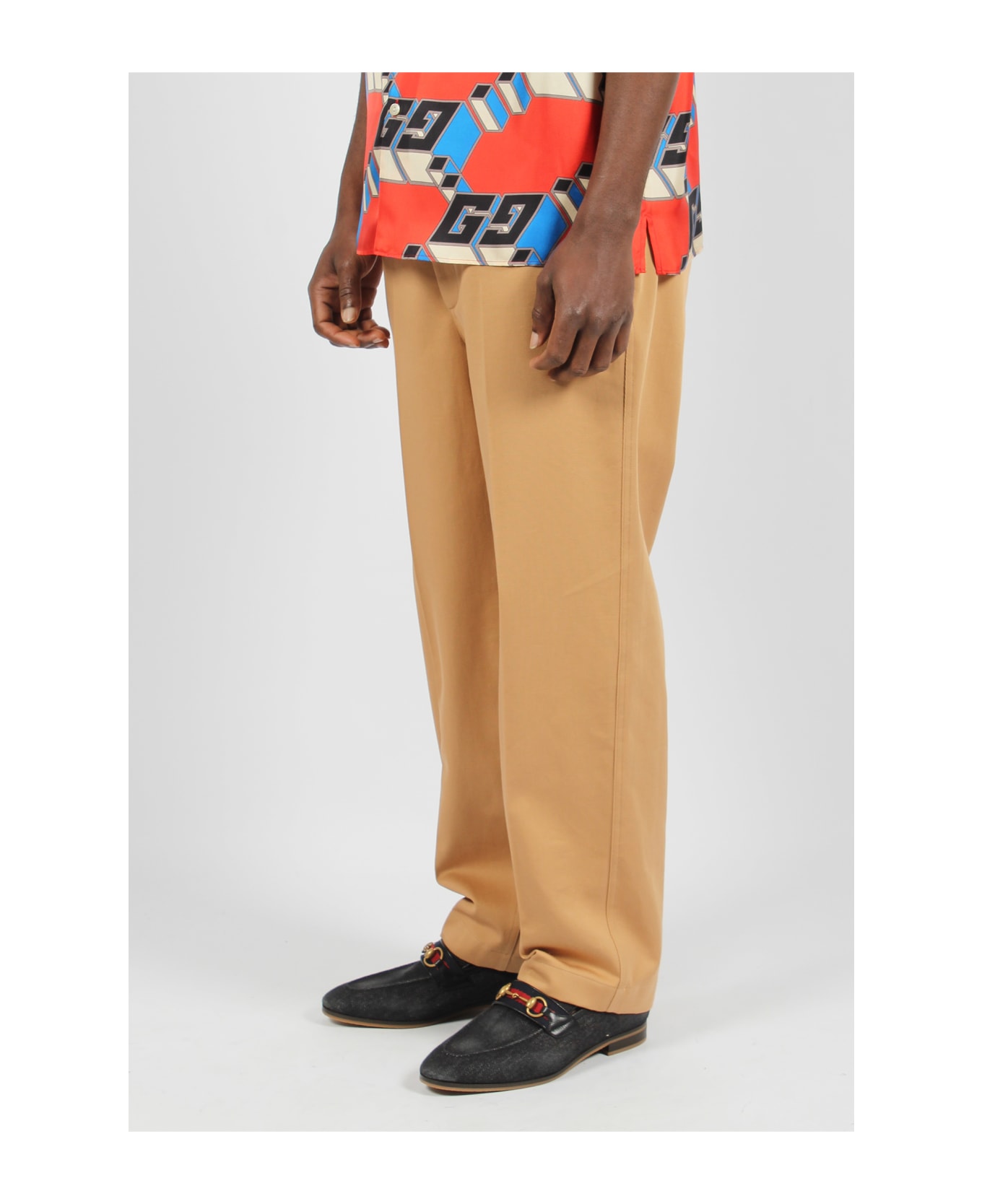 Gucci Web Detail Cotton Trousers - Light Brown
