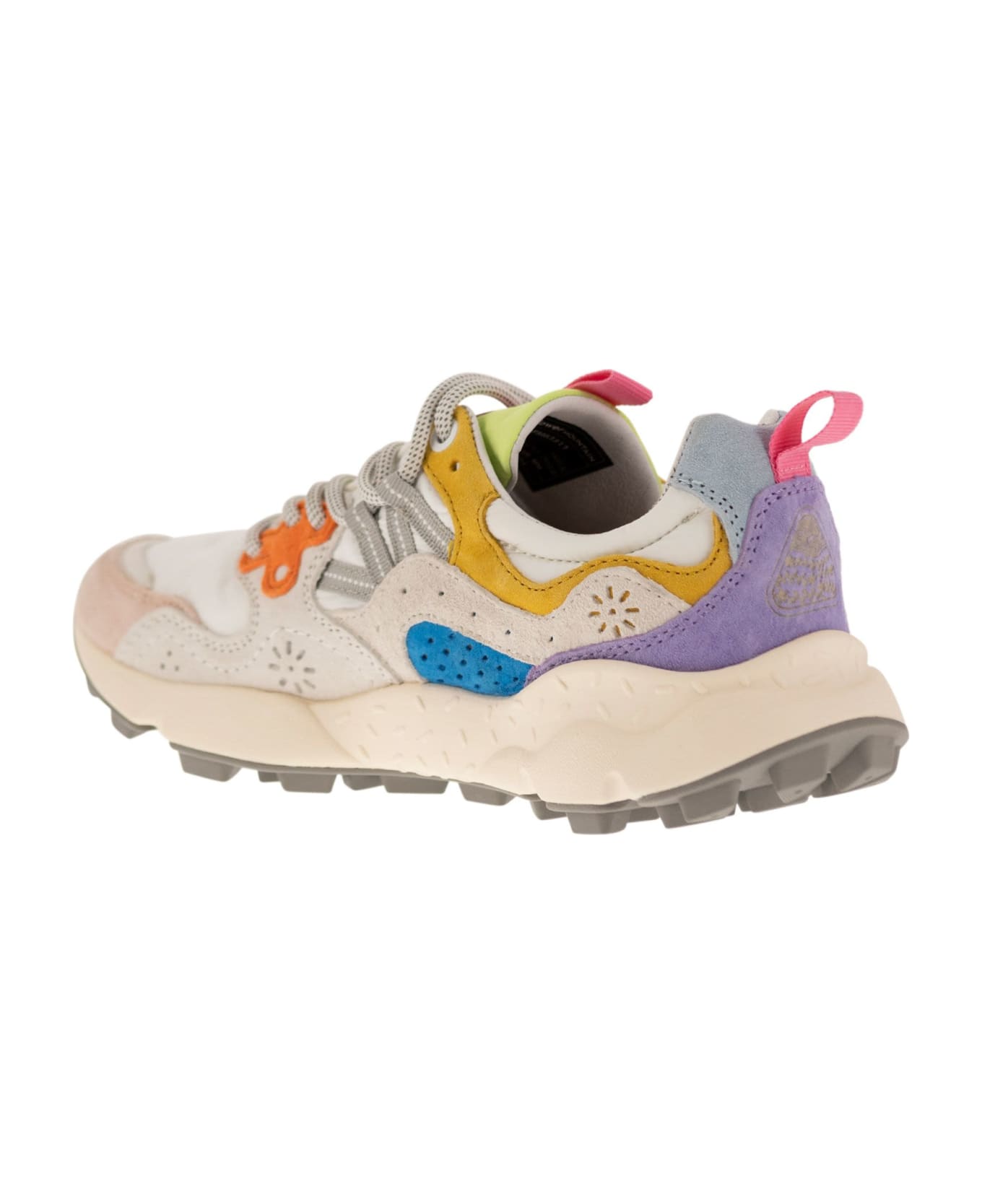 Flower Mountain Yamano 3 - Sneakers In Suede And Technical Fabric - White/pink