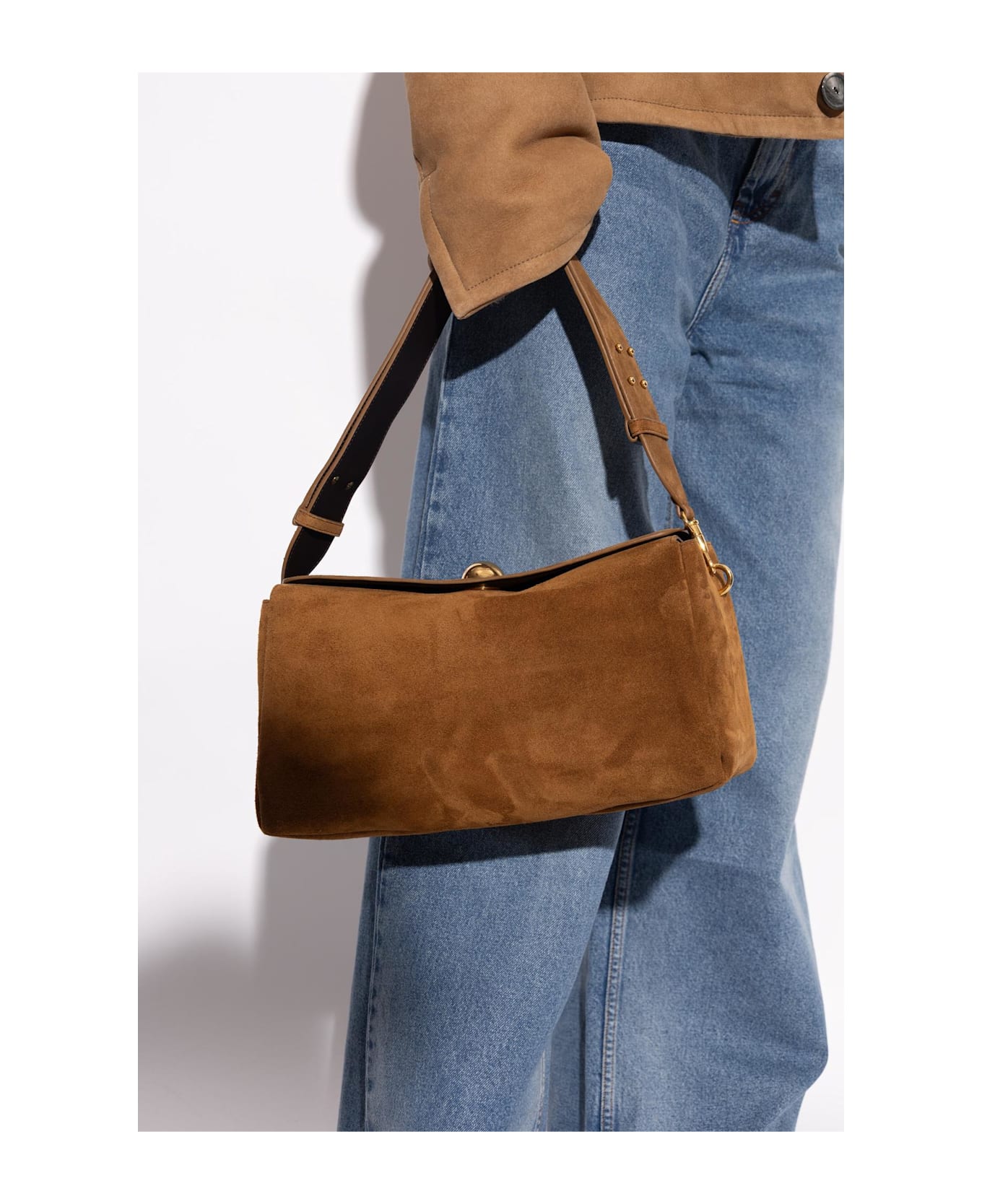 Ami Alexandre Mattiussi Suede Shoulder Bag - Brown