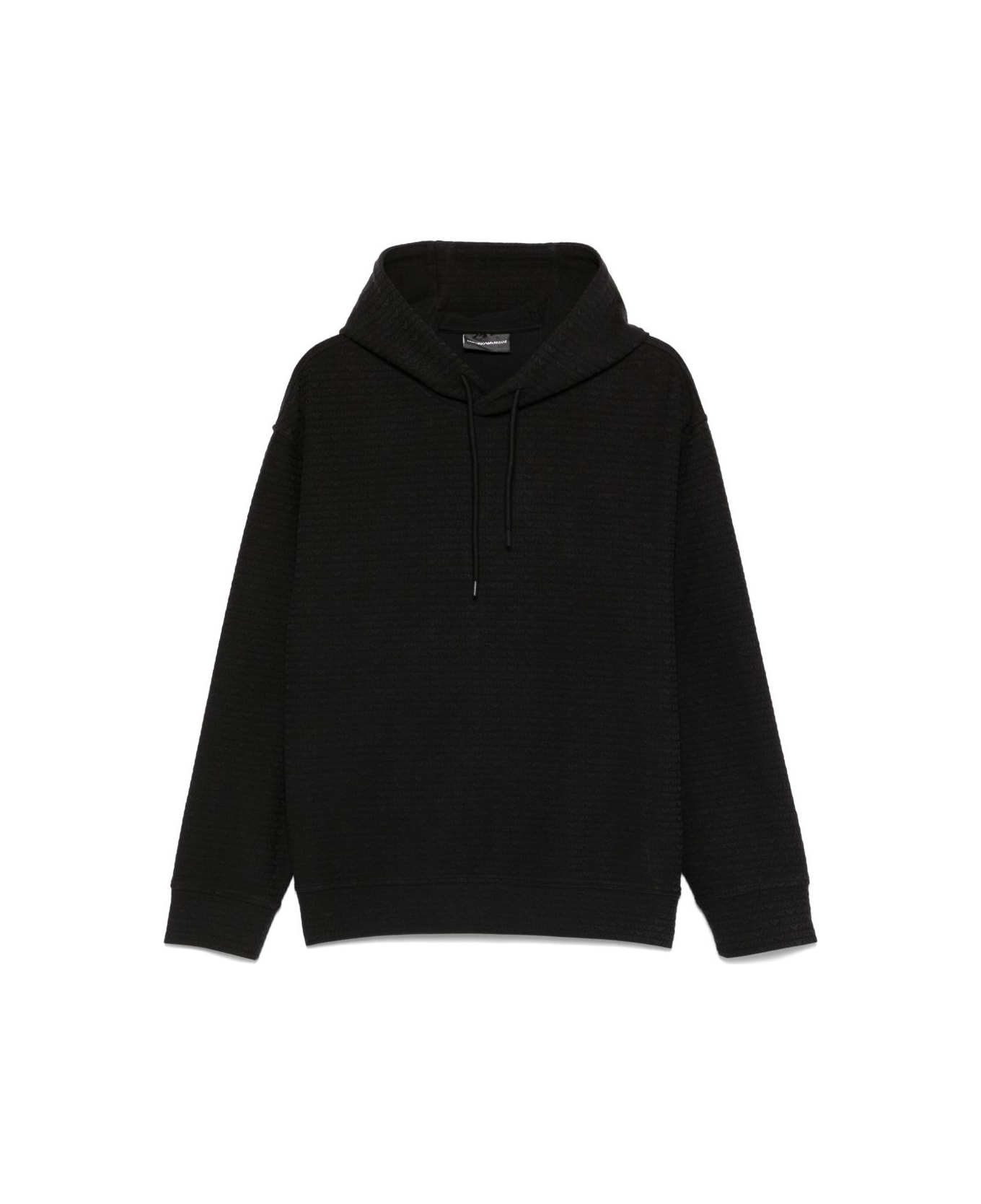 Emporio Armani Allover Logo Hoodie - Black