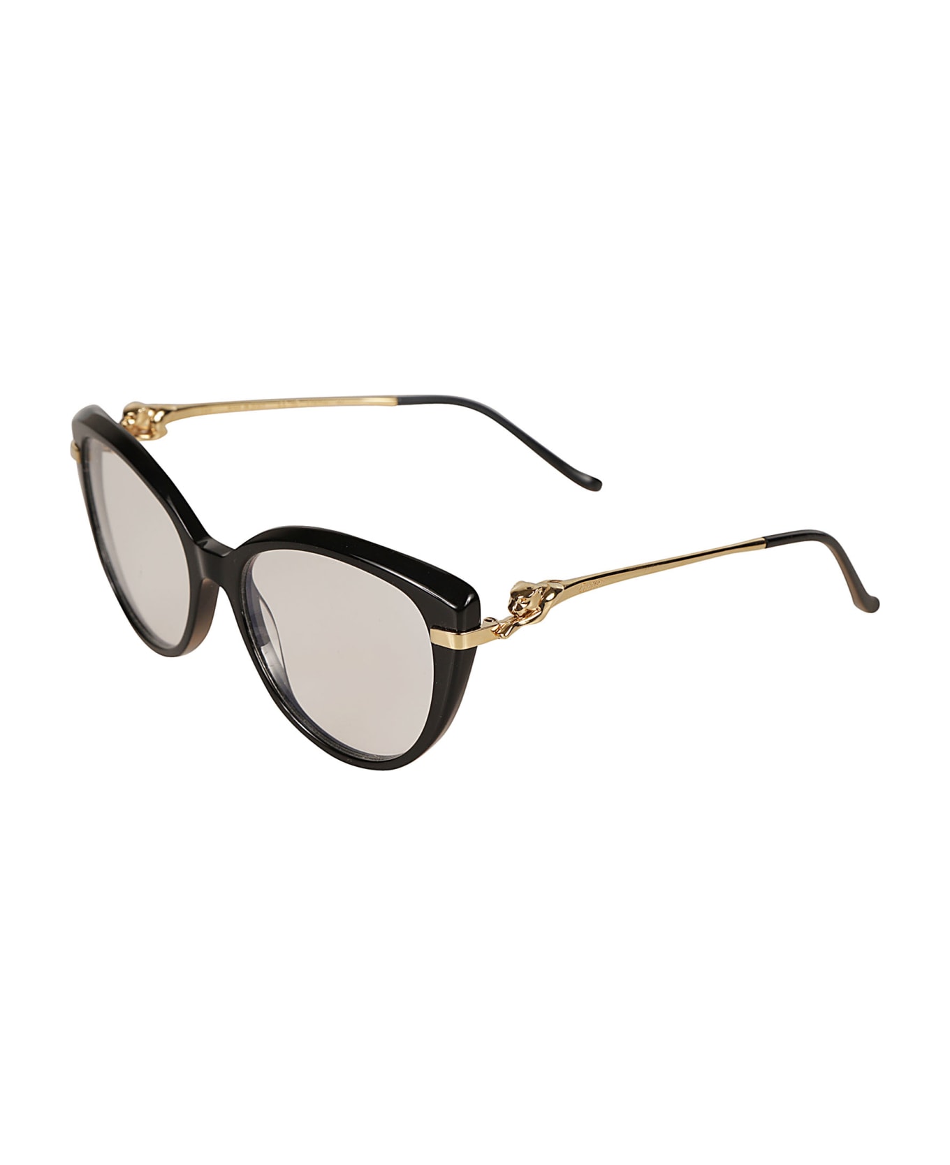 Cartier Eyewear Round Cat-eye Sunglasses Sunglasses - black-gold