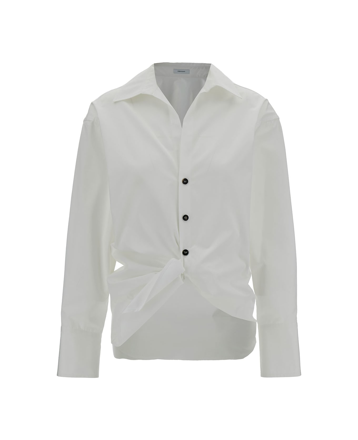 Ferragamo White Shirt With Knot Detail In Cotton Woman - White