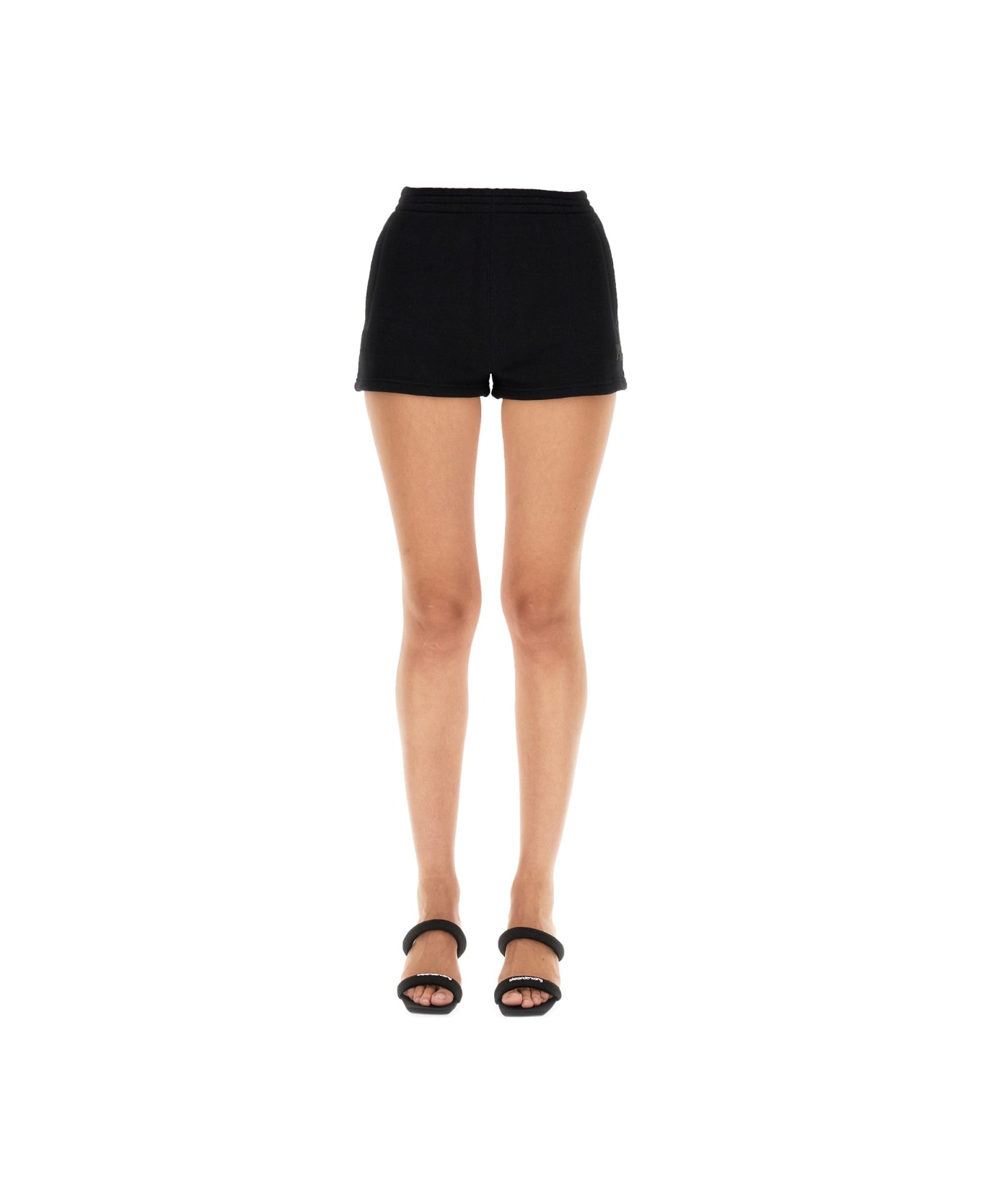 T by Alexander Wang Shorts With Embossed Logo - BLACK ショートパンツ