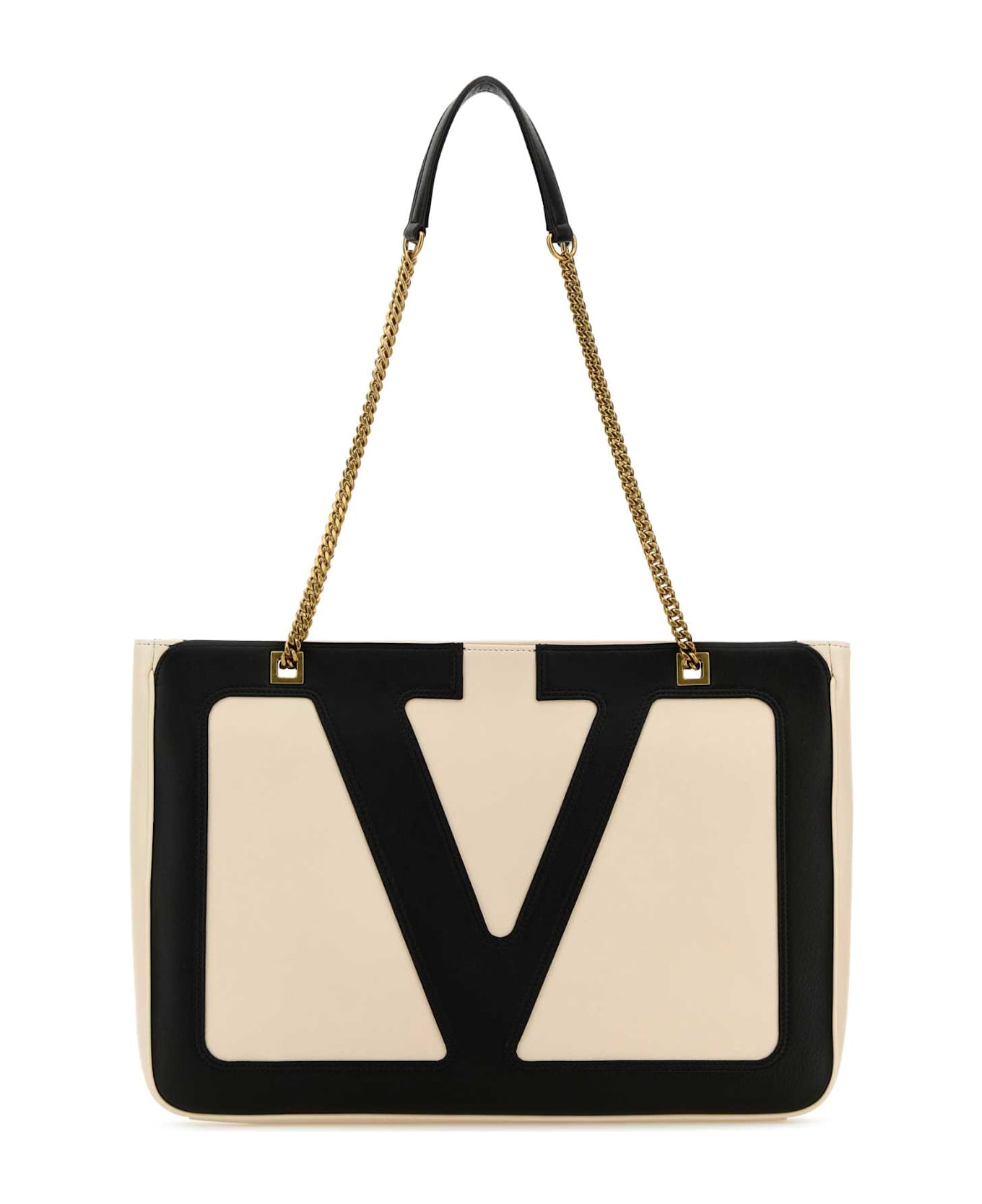 Valentino Garavani Sand Leather Medium Viva Superstar Shopping Bag - White