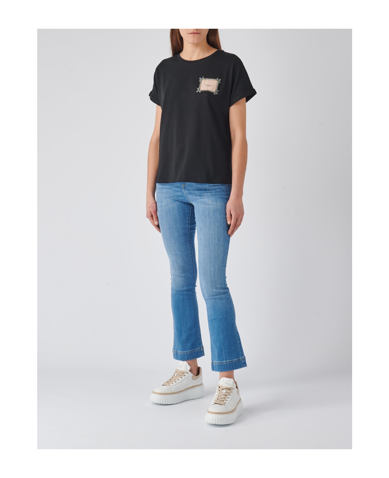 TwinSet Cotton T-shirt - NERO