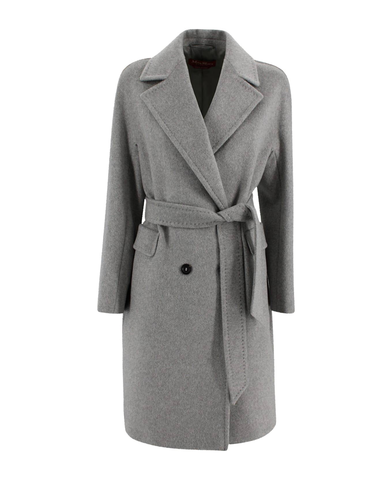 Max Mara Studio Double-breasted Coat In Cashmere, Alpaca And Wool - Light Grey