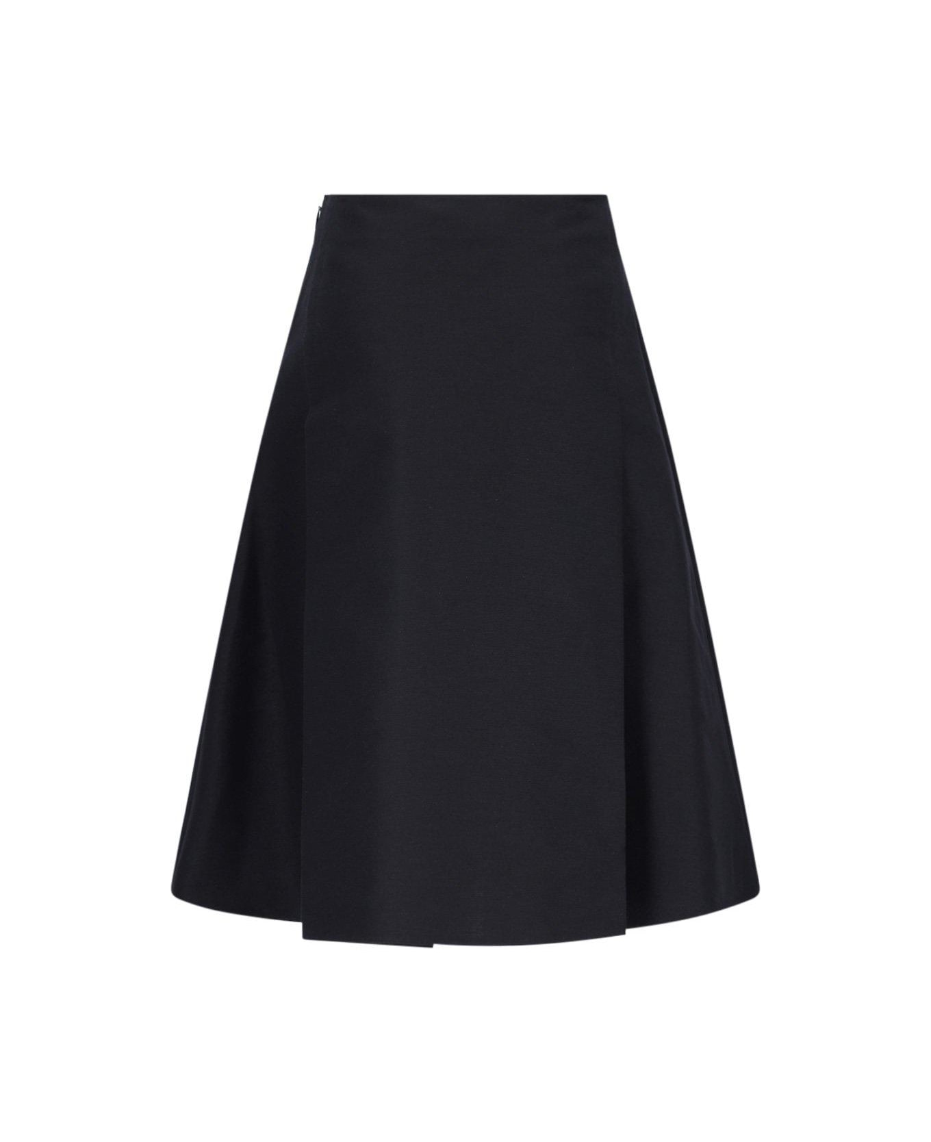 Marni Maxi Pleated Cady Midi Skirt - BLACK
