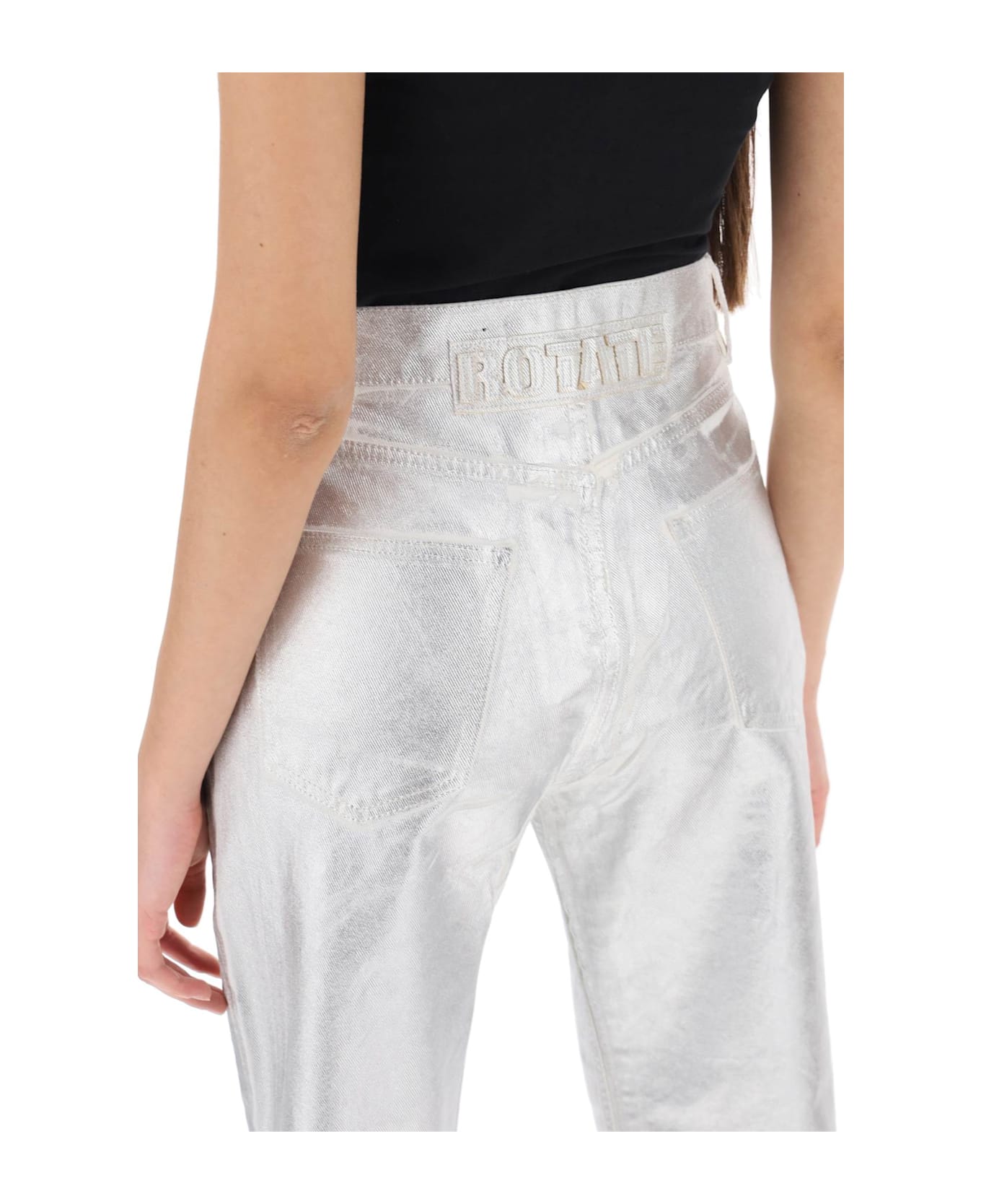 Rotate by Birger Christensen Denim Coated Pants With Seven - WHITE ALYSSUM (Silver)