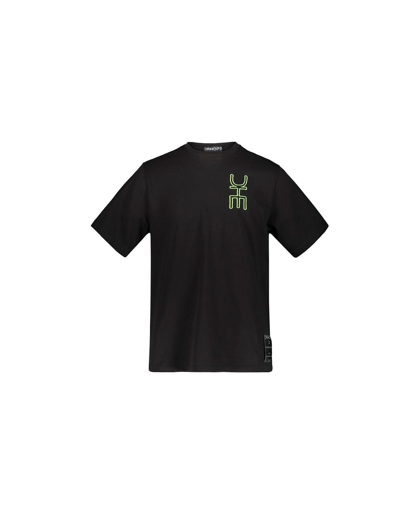 Drhope Black T-shirt With Embroidered Logo - Black