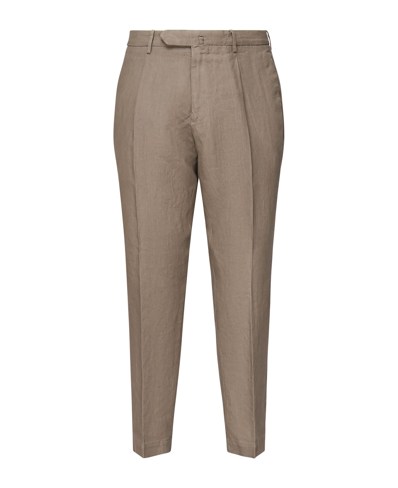 Santaniello Linen Pleated Trousers - Beige