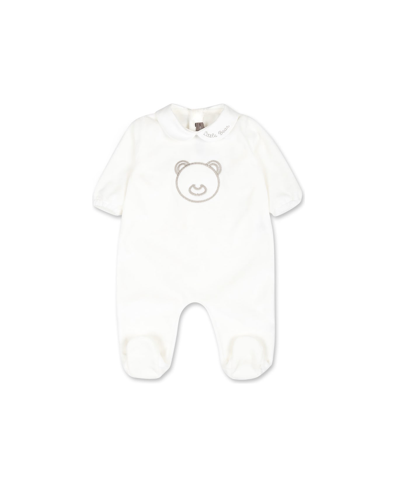 Little Bear White Chenille Babygrow For Baby Boy With Mum Writing - White