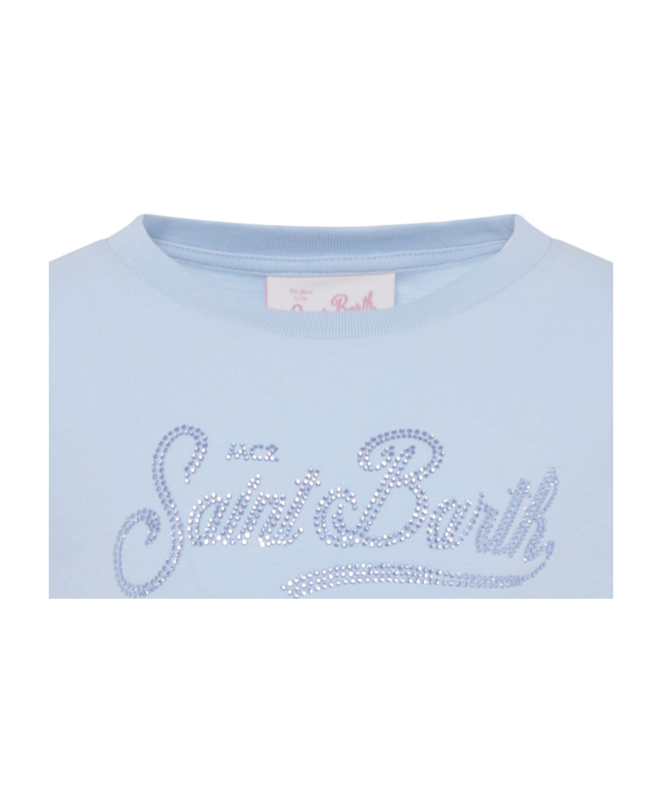 MC2 Saint Barth Light Blue Dress For Girl With Logo - Light Blue