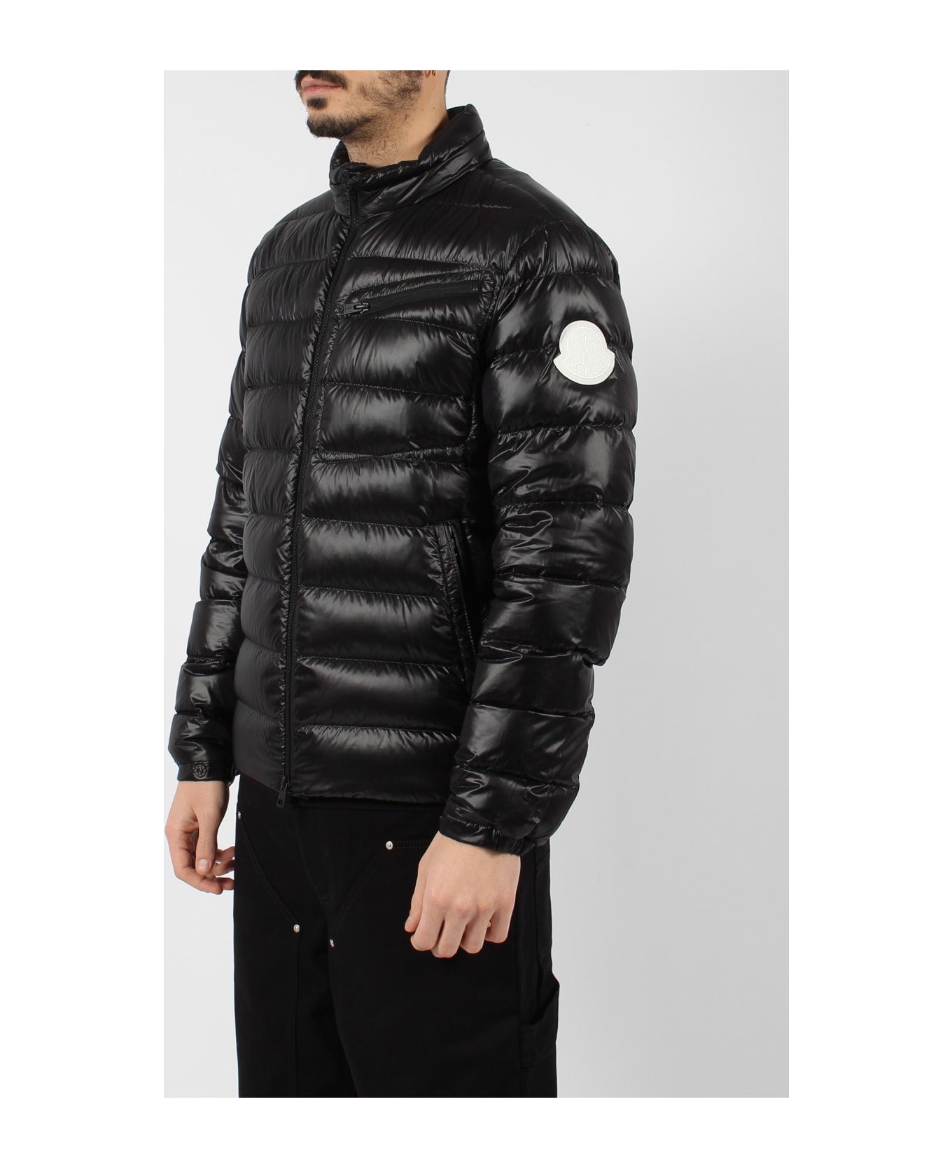 Moncler Logo Patch Zip-up Padded Jacket - Black