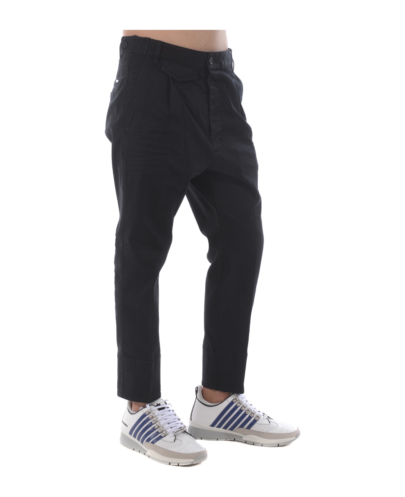 Dsquared2 Trousers In Stretch Cotton. - Nero ボトムス