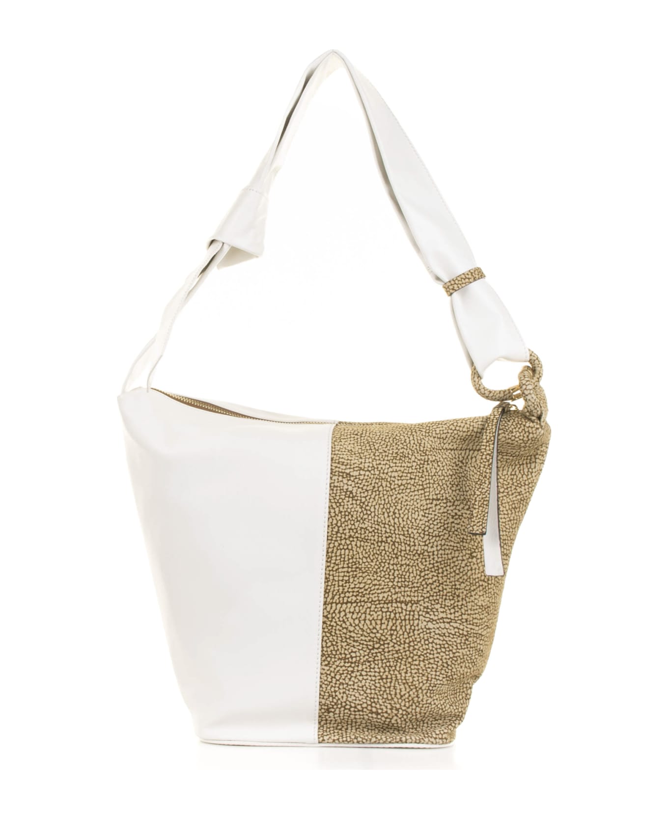 Borbonese Sunset Medium Bucket Bag In Nappa Leather - CHANTILLY CREAM/OP NATURALE