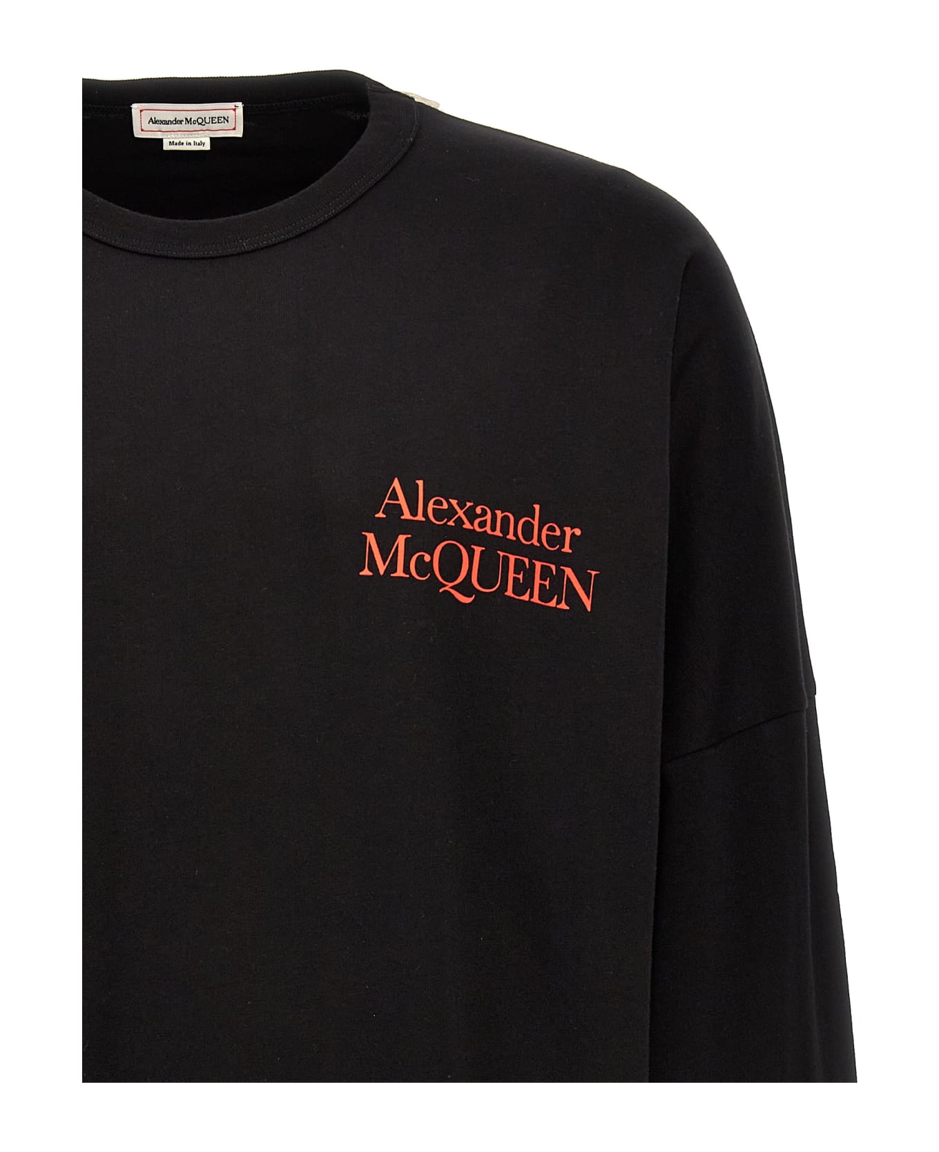 Alexander McQueen Logo Long Sleeves T-shirt - Black フリース