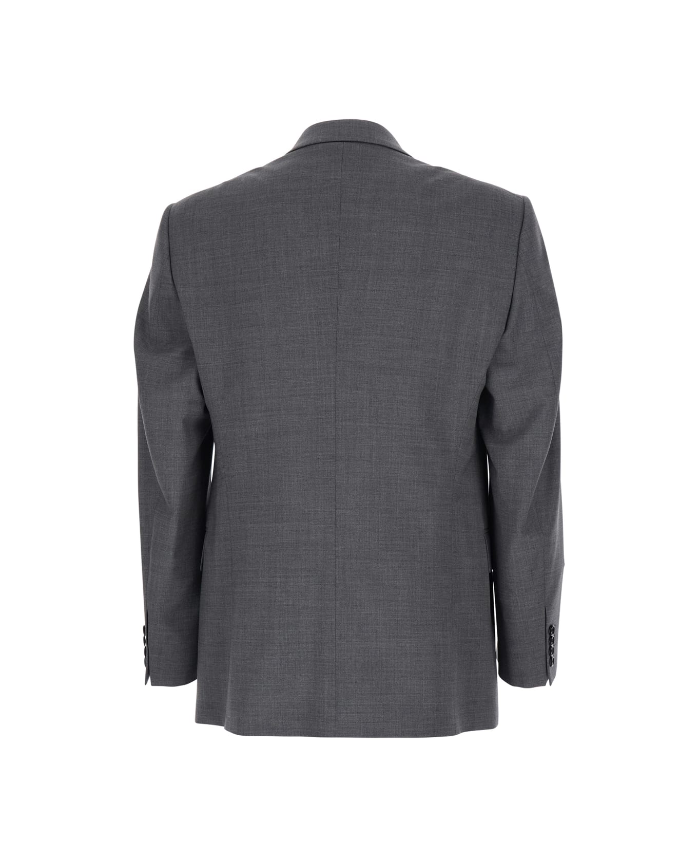 Emporio Armani Grey Double-breasted Jacket With Peak Lapels In Wool Man - Grey