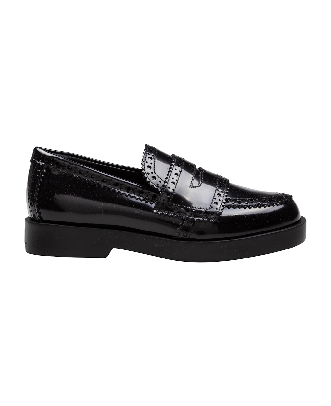 AGL Leather Loafer In Black - Black