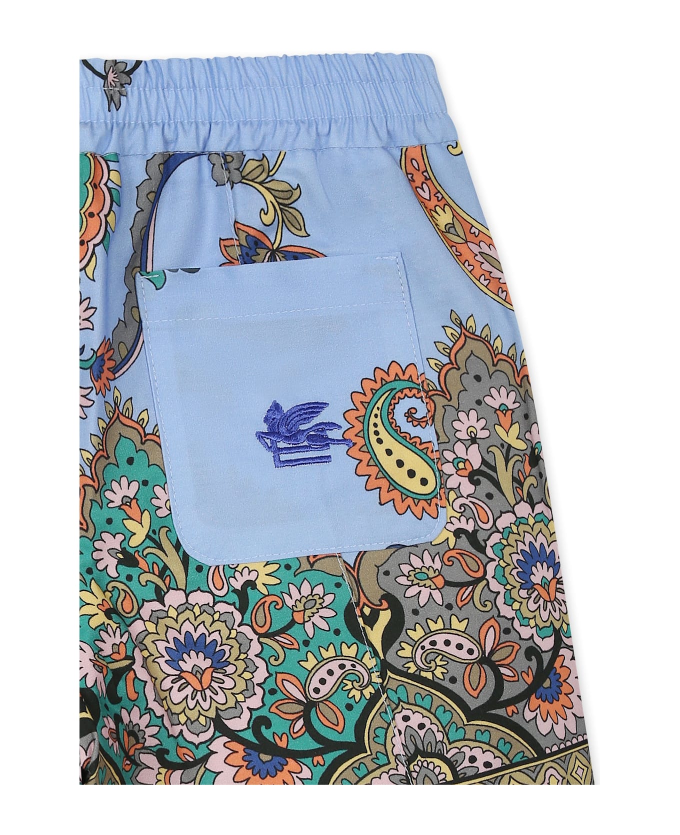 Etro Light Blue Shorts For Baby Boy With Paisley Pattern - Light Blue