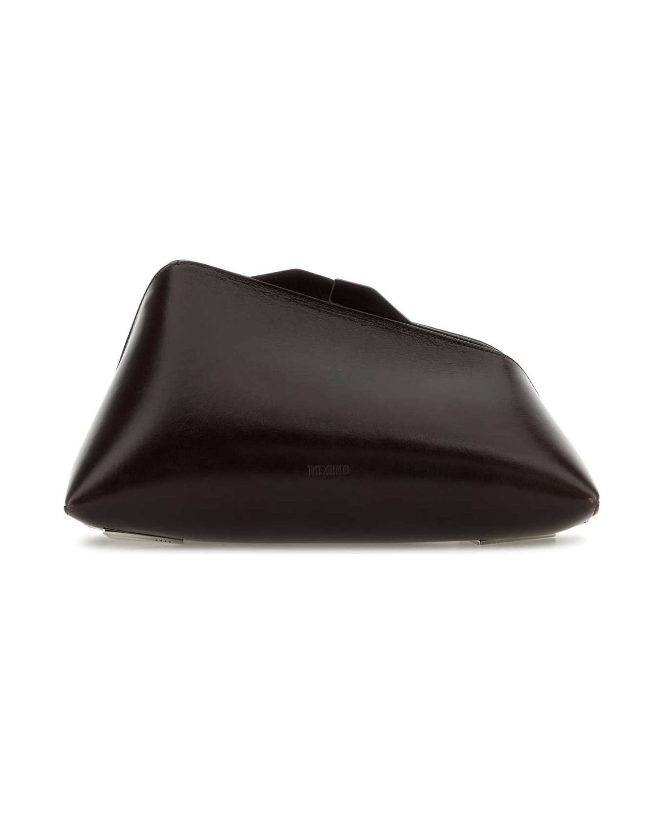 The Attico Chocolate Leather 8.30 Pm Clutch - DARKBROWN