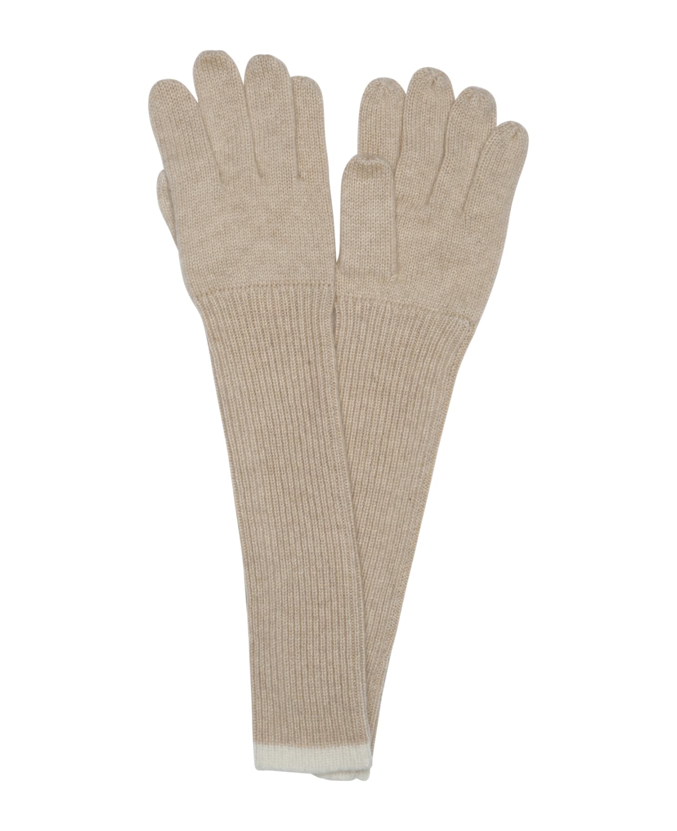 Aspesi Honey Beige Cashmere Long Gloves - Miele